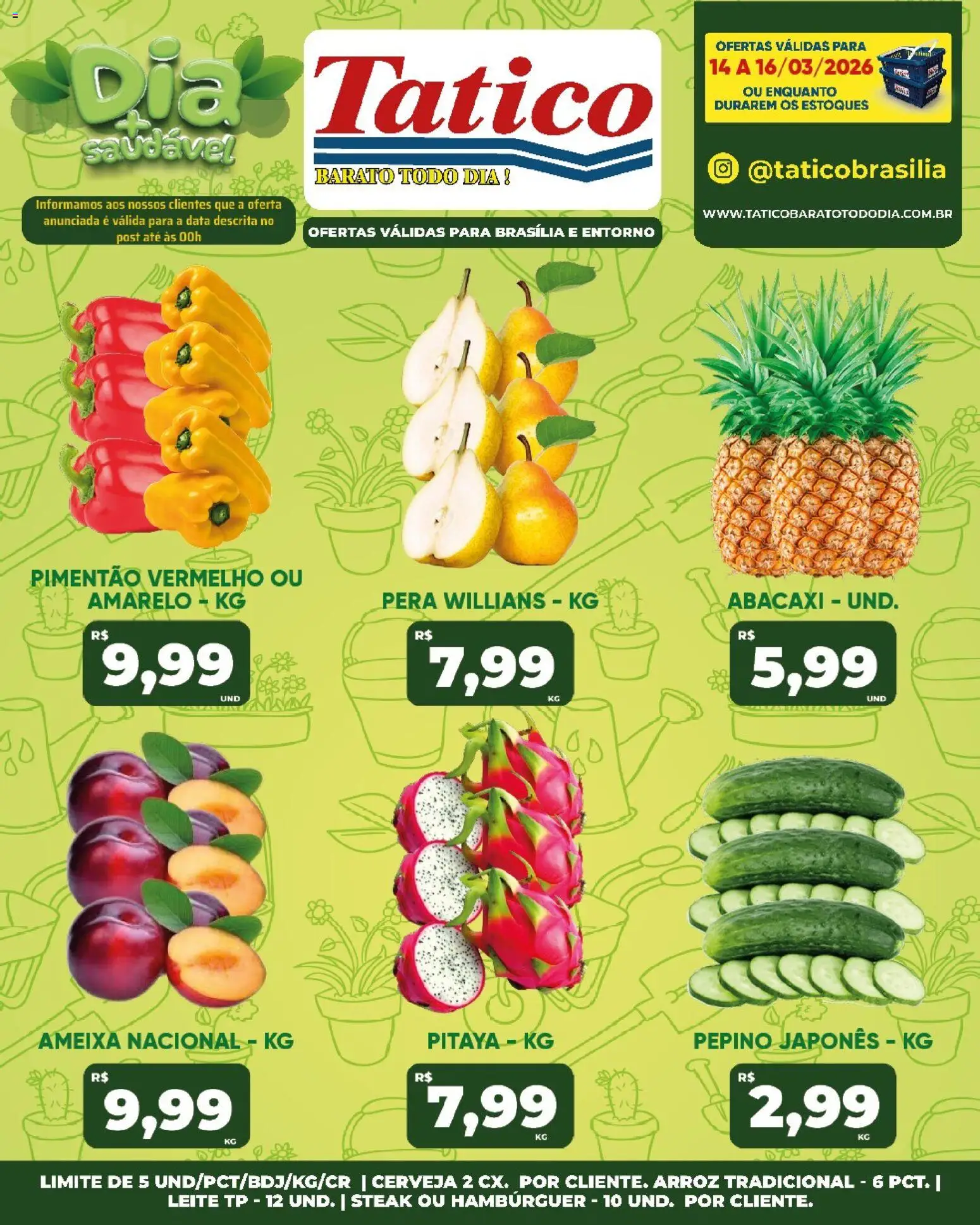 Tatico Folheto - válido de 17.03.2026 | Página: 57 | Produtos: Pera, Pimentão, Cerveja, Ameixa