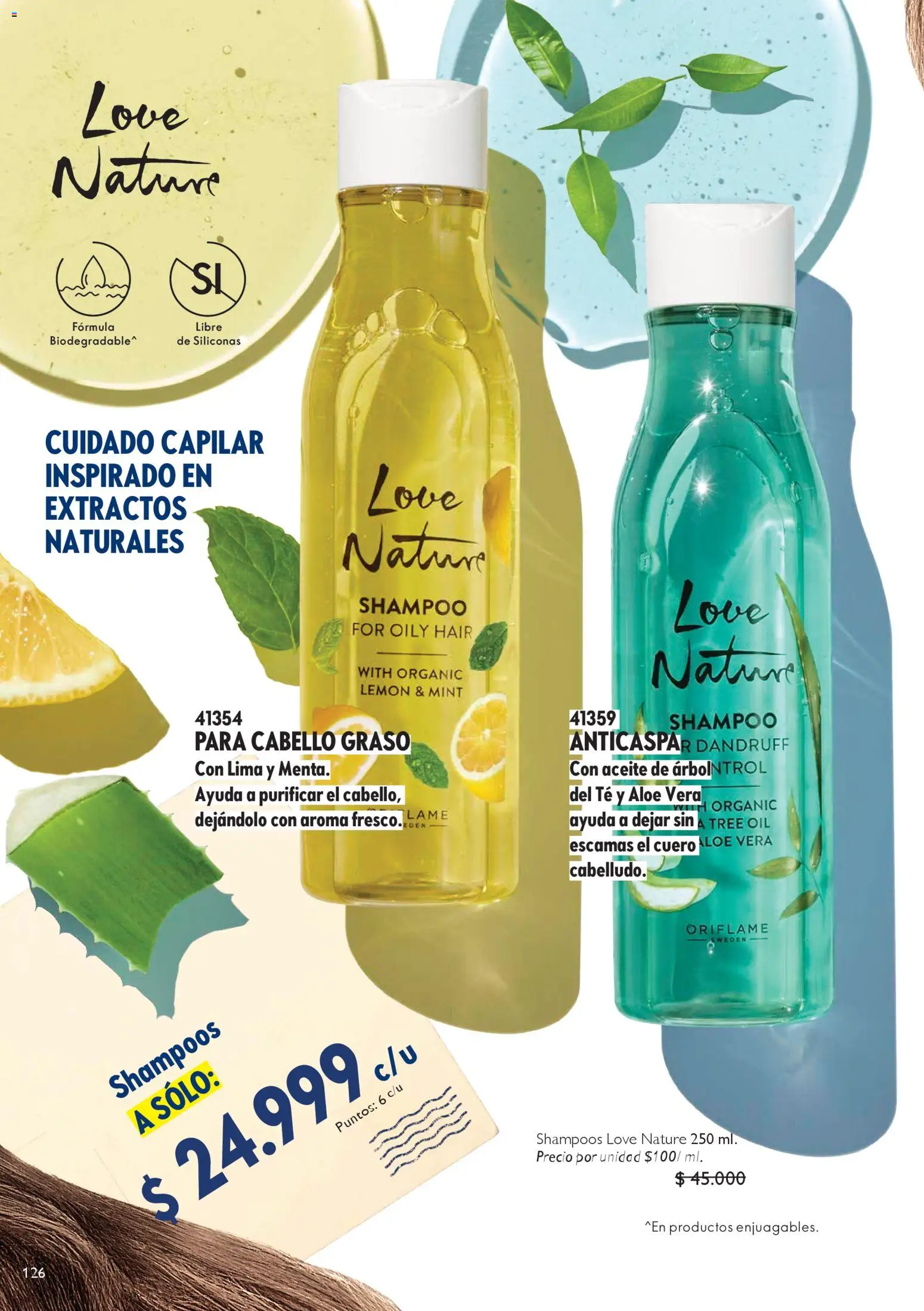 Oriflame revista - valida desde el 14.02.2026 | Página: 126 | Productos: Té, Shampoo, Loción tonificante, Aceite