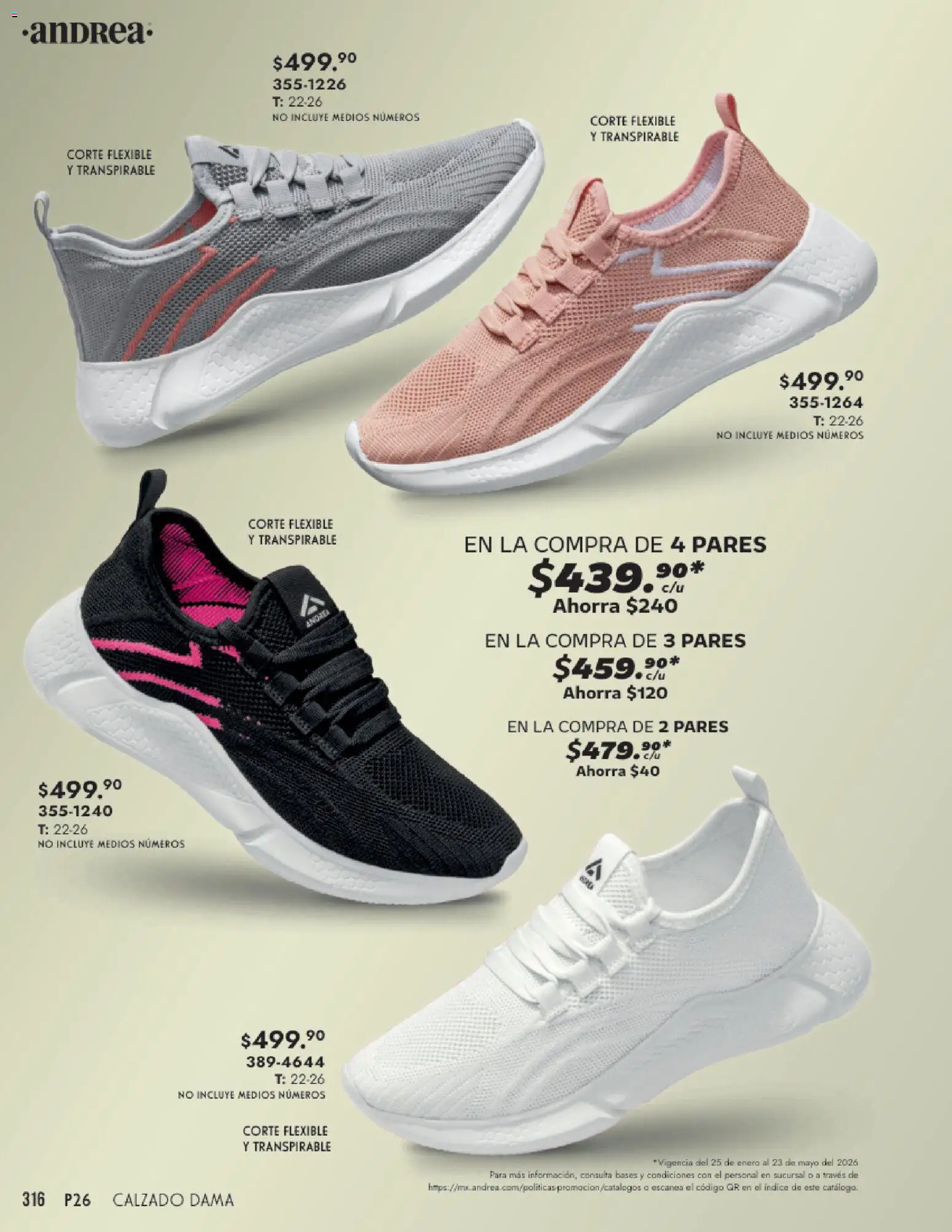 Nuevas ofertas de Andrea válidas en toda la República Mexicana desde el 25.01.2026. ¡Encuentra las mejores ofertas en Andrea catálogo Calzado Dama! | Página: 316 | Productos: Flexible