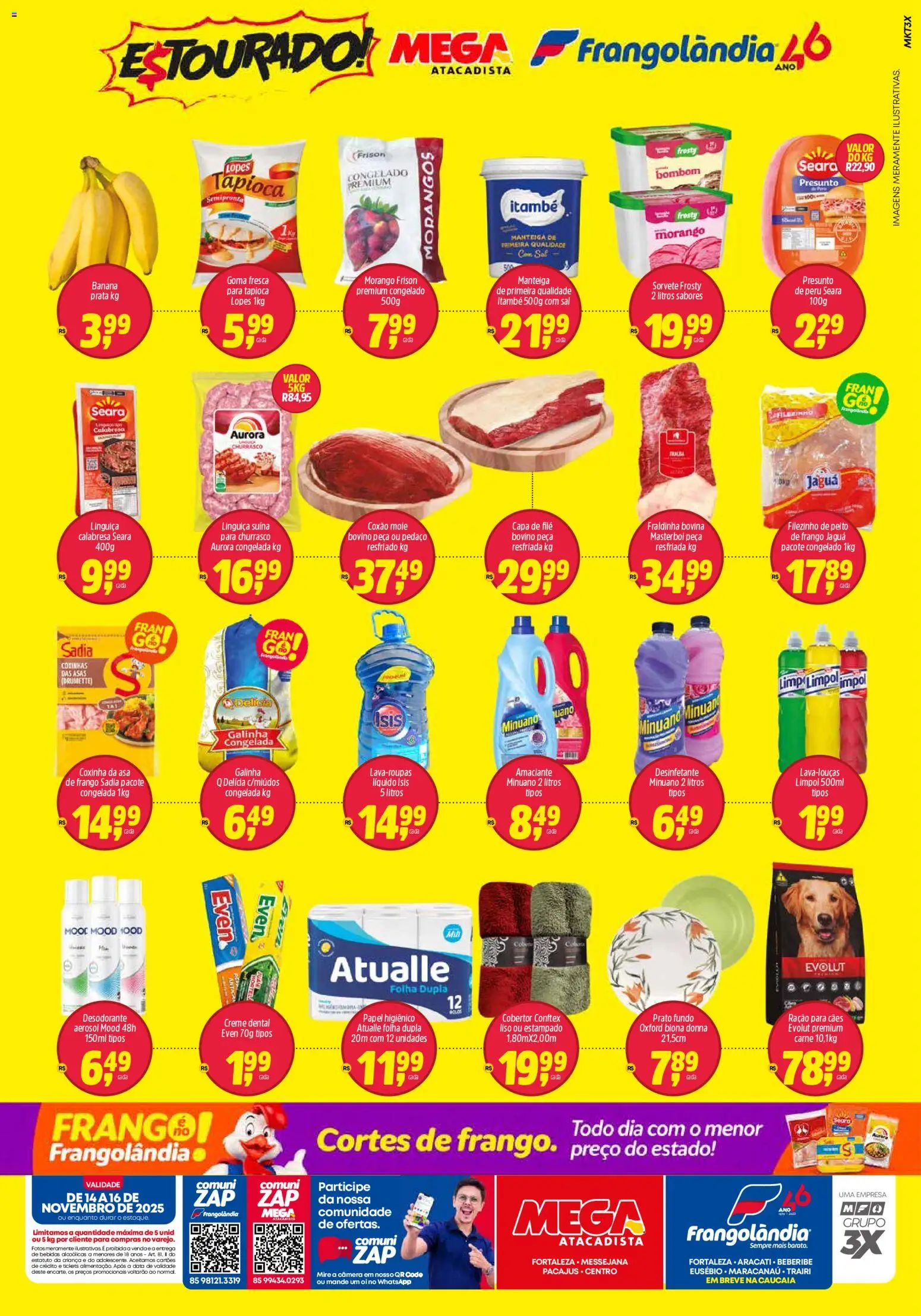 Frangolândia Folheto - válido de 14.11.2025 | Página: 2 | Produtos: Linguiça, Sorvete, Frango, Amaciante