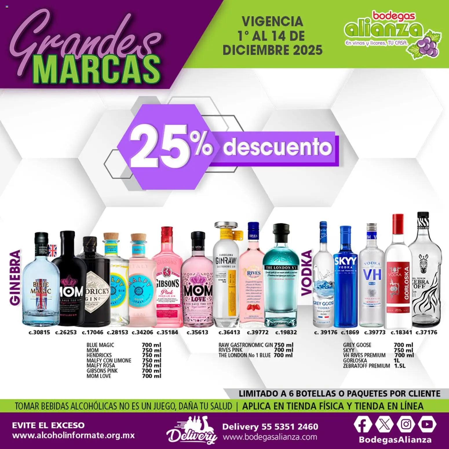 Nuevas ofertas de Bodegas Alianza válidas en toda la República Mexicana desde el 01.12.2025. ¡Encuentra las mejores ofertas en Bodegas Alianza catálogo Grandes Marcas! | Página: 7 | Productos: Gin, Ginebra, Vodka