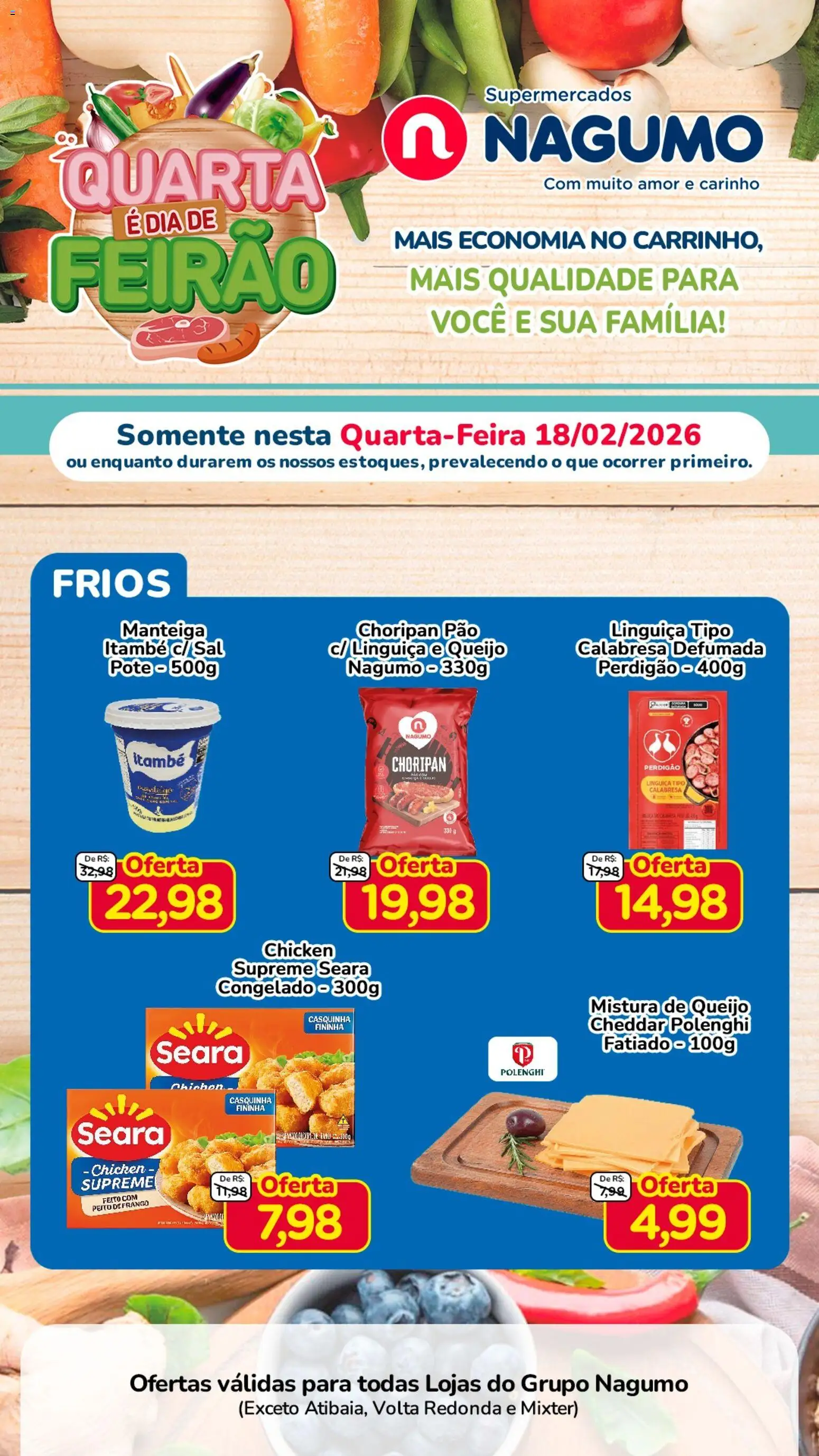 Nagumo Folheto - válido de 18.02.2026 | Página: 5 | Produtos: Manteiga, Queijo, Pão, Peito de frango