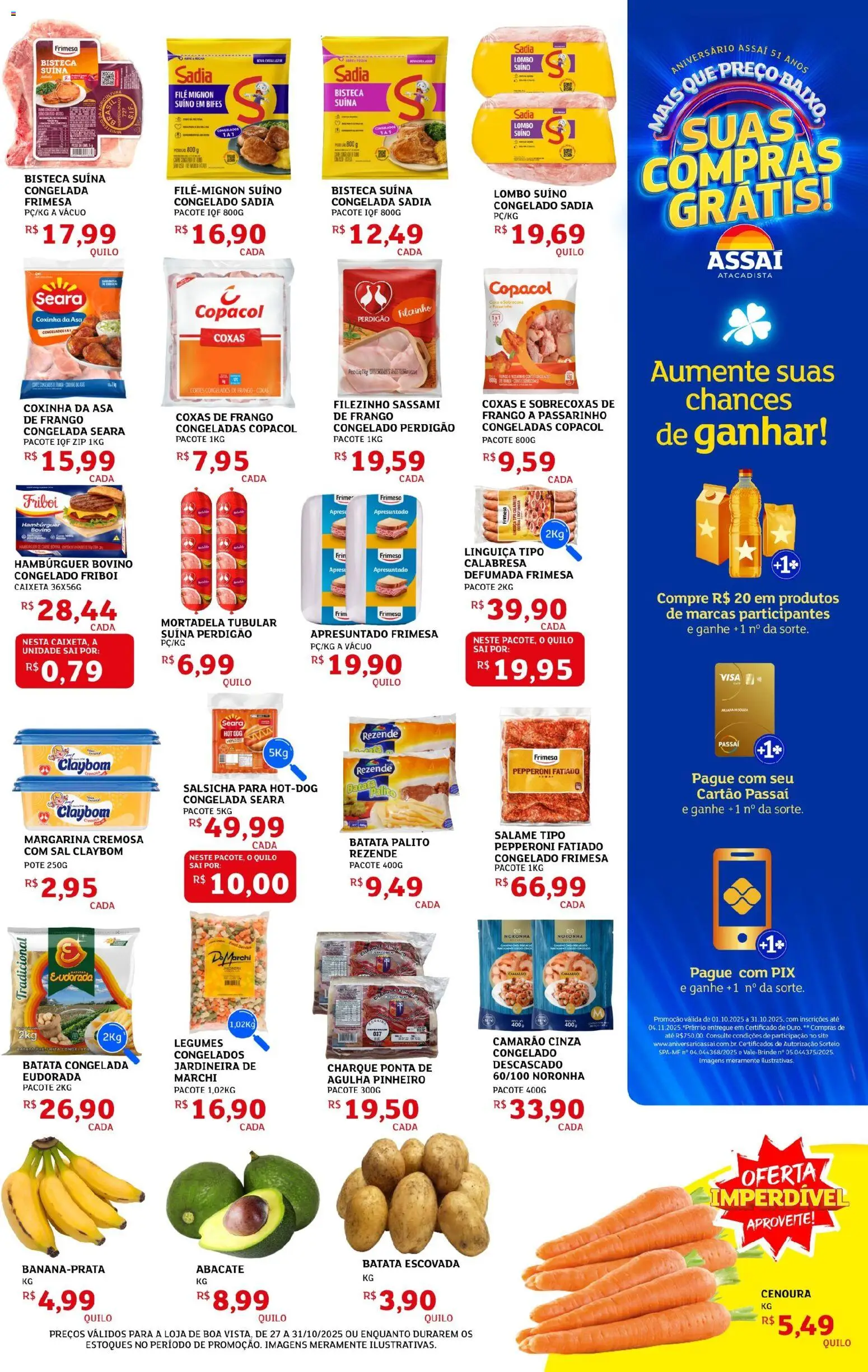 Assaí Atacadista Folheto - válido de 27.10.2025 | Página: 5 | Produtos: Mortadela, Jardineira, Hambúrguer, Frango
