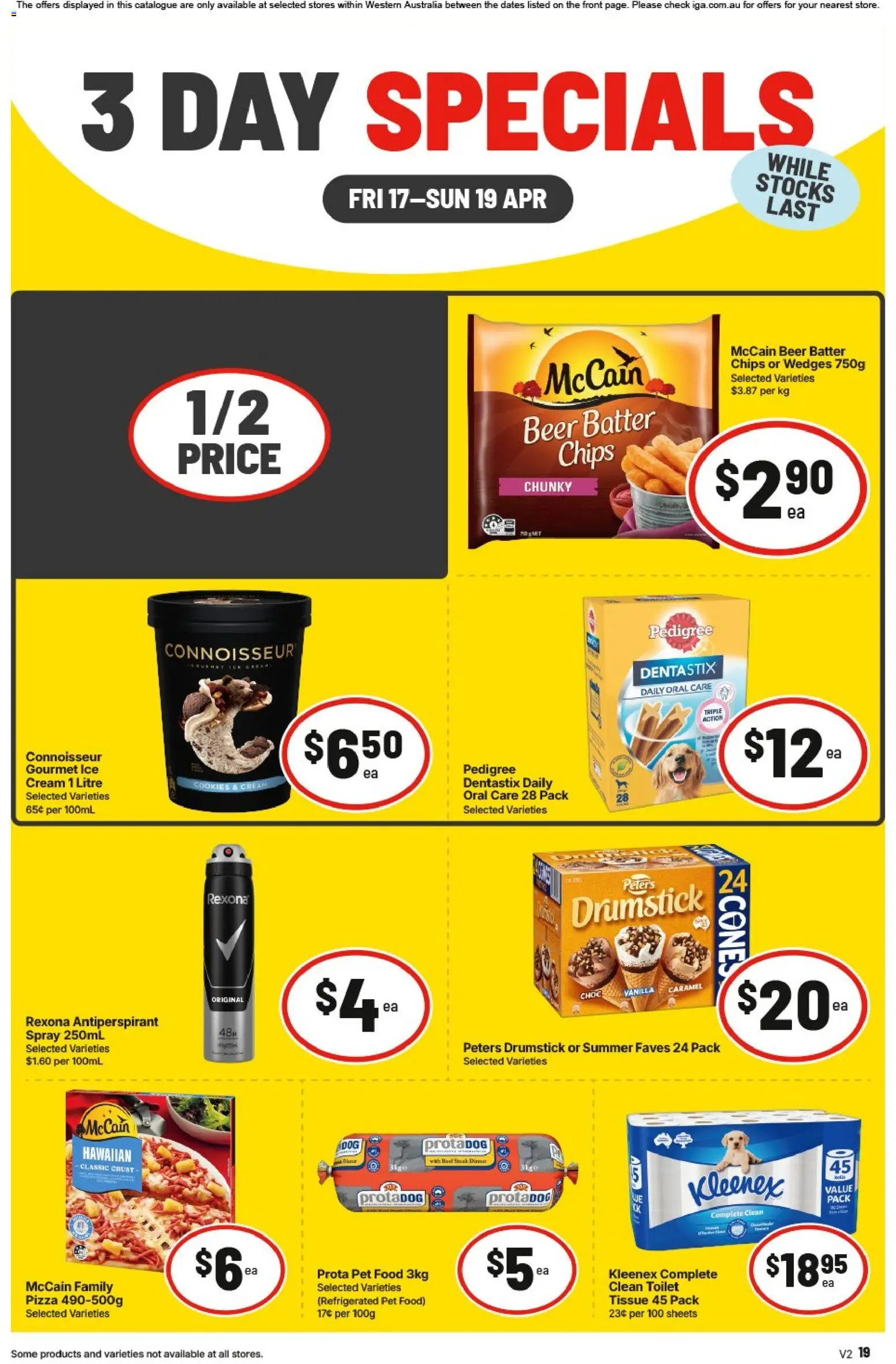 IGA catalogue - valid from 17.04.2026 | Page: 3 | Products: Toilet, Beer, Chips, Cream