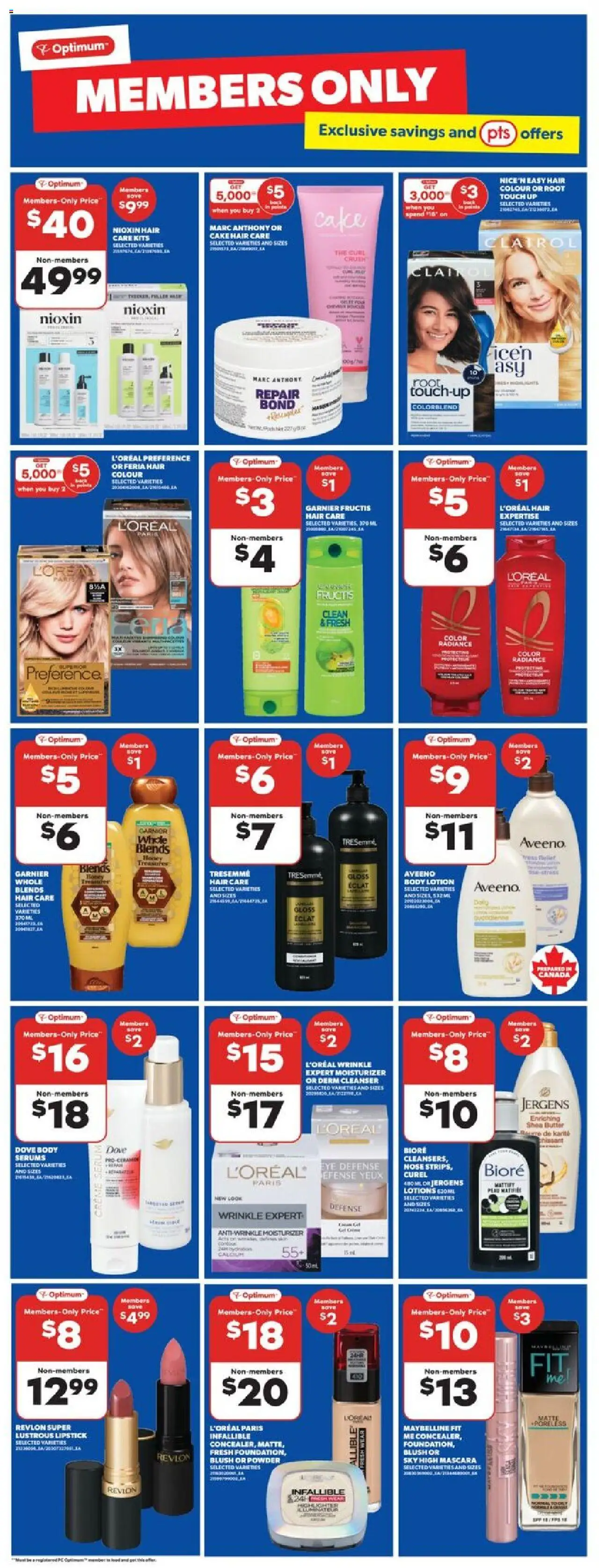 Real Canadian Superstore flyer valid from 18.09.2025 | Page: 15 | Products: Powder, Mascara, Lipstick, Butter