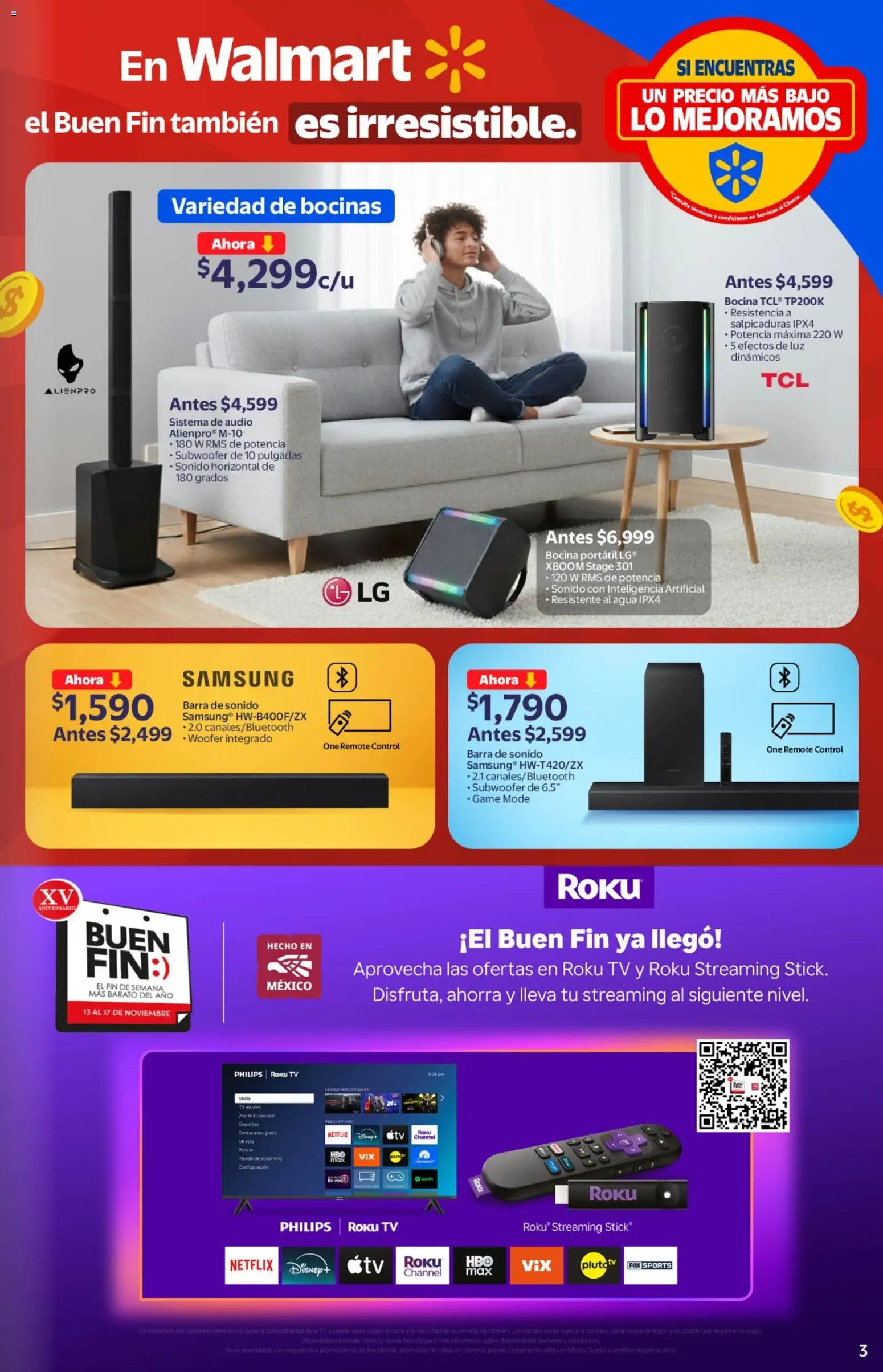 Nuevas ofertas de Walmart válidas en toda la República Mexicana desde el 13.11.2025. ¡Encuentra las mejores ofertas en Walmart Buen Fin ! | Página: 3 | Productos: Bocina, Barra, Té, Sobre
