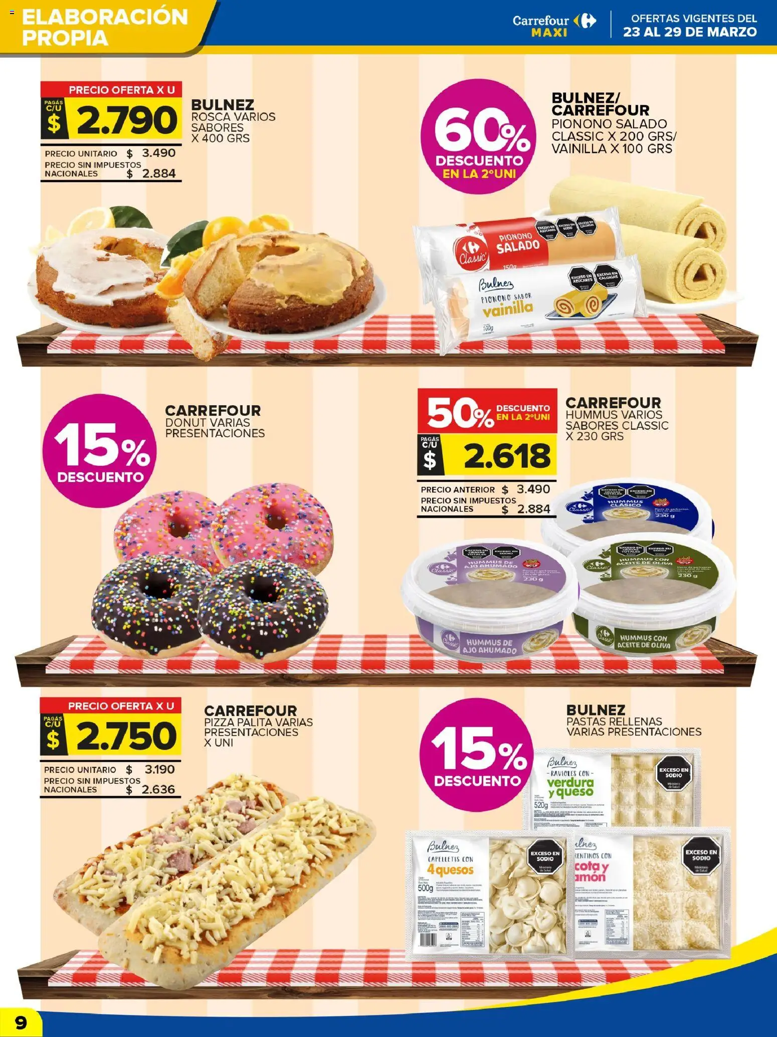 Carrefour Maxi catálogo │ válido desde el 23.03.2026 | Página: 9 | Productos: Aceite, Pizza, Ravioles, Pionono