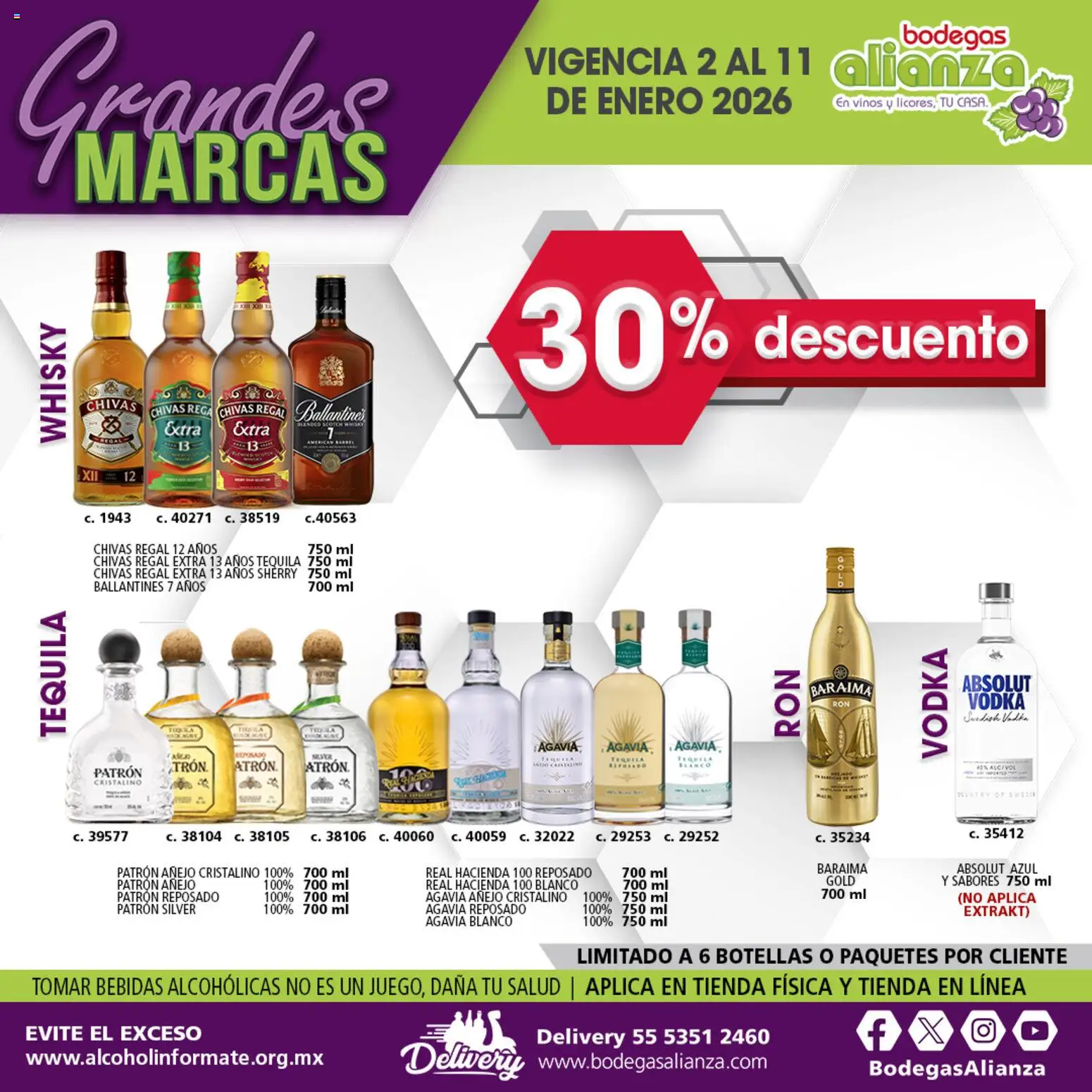 Nuevas ofertas de Bodegas Alianza válidas en toda la República Mexicana desde el 02.01.2026. ¡Encuentra las mejores ofertas en Bodegas Alianza catálogo Grandes Marcas! | Página: 2 | Productos: Tequila, Vodka, Whisky