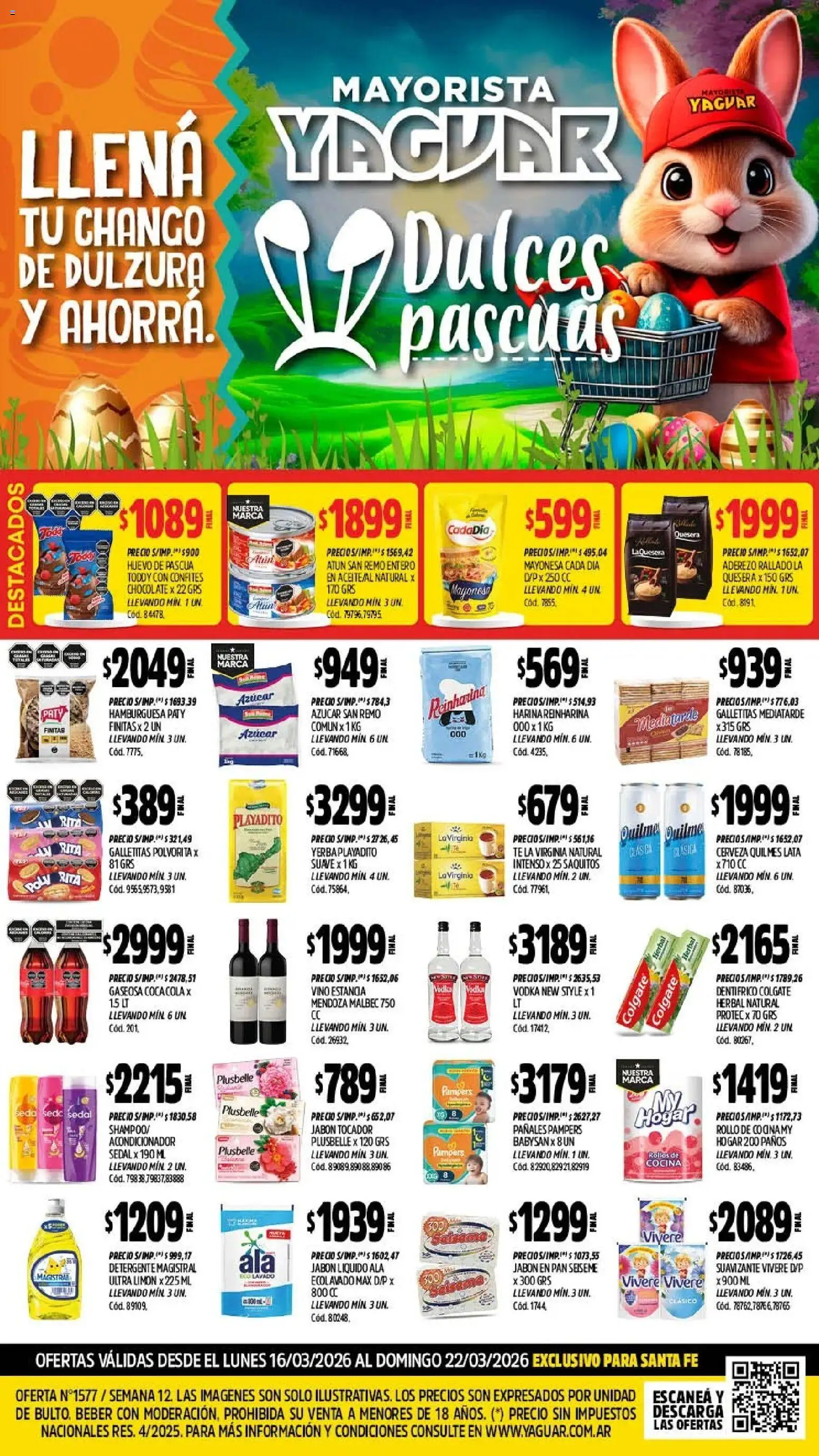 Yaguar - Oferta Semanal Santa Fé │ válido desde el 16.03.2026 | Página: 1 | Productos: Gaseosa, Acondicionador, Limón, Cerveza
