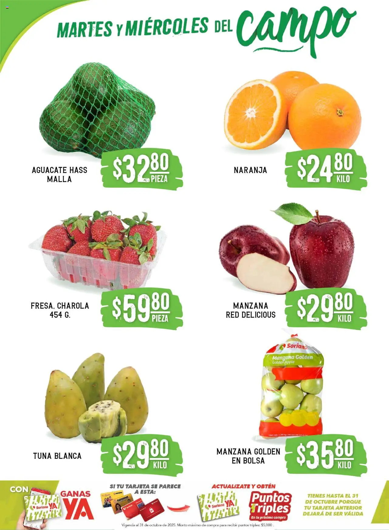 Nuevas ofertas de Soriana válidas en toda la República Mexicana desde el 07.10.2025. ¡Encuentra las mejores ofertas en Soriana - Martes y Miércoles del Campo Súper: Tamaulipas (excepto Cd. Victoria y Tampico)! | Página: 2 | Productos: Bolsa, Manzana, Aguacate, Malla