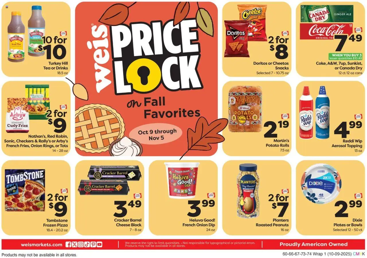 Weis Weekly Ad - valid from 09.10.2025 | Page: 5 | Products: Green Tea, Ginger, Pizza, Onion