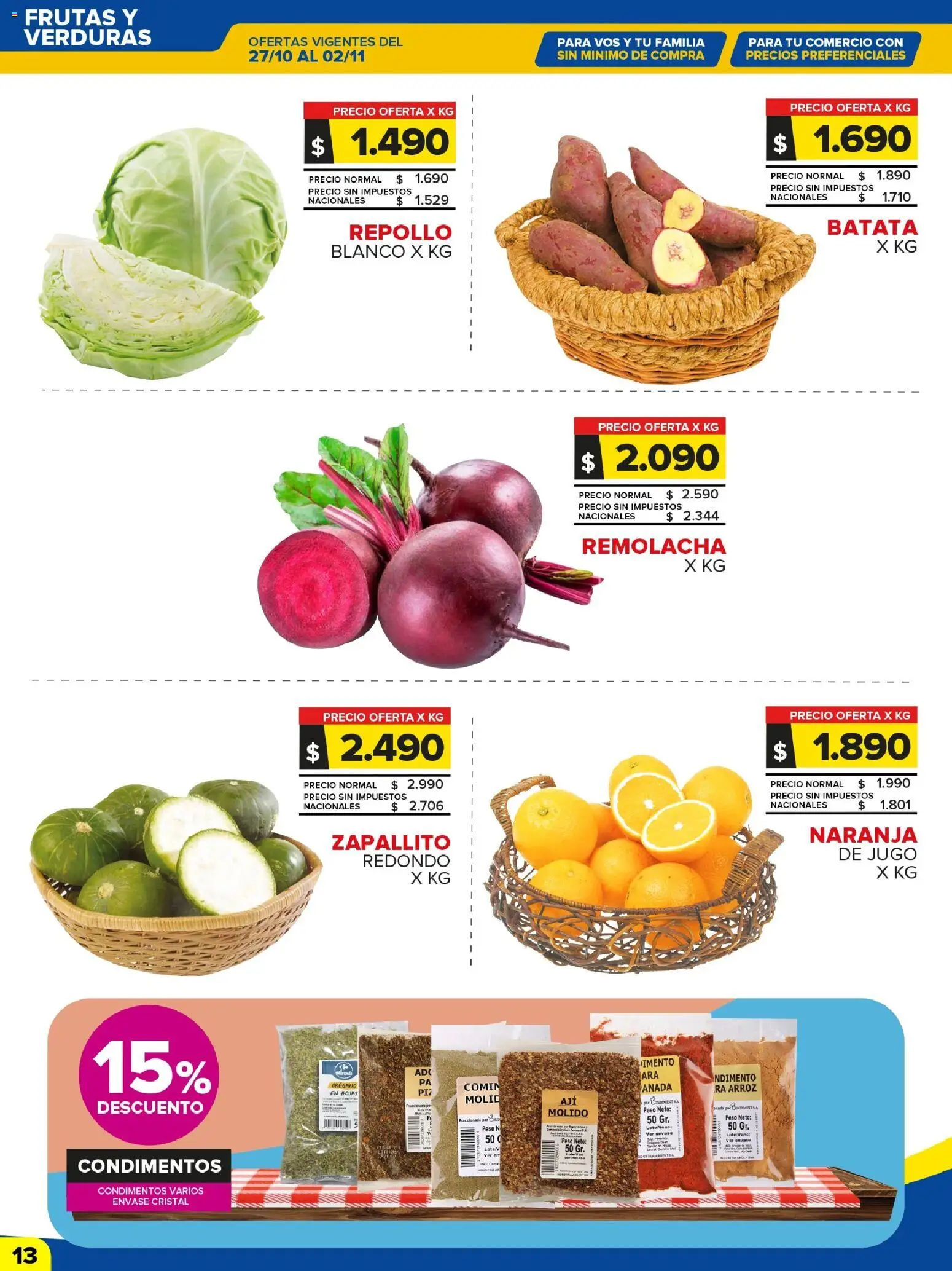 Carrefour Maxi - Catálogo - Chubut │ válido desde el 27.10.2025 | Página: 13 | Productos: Batata, Jugo, Arroz, Orégano