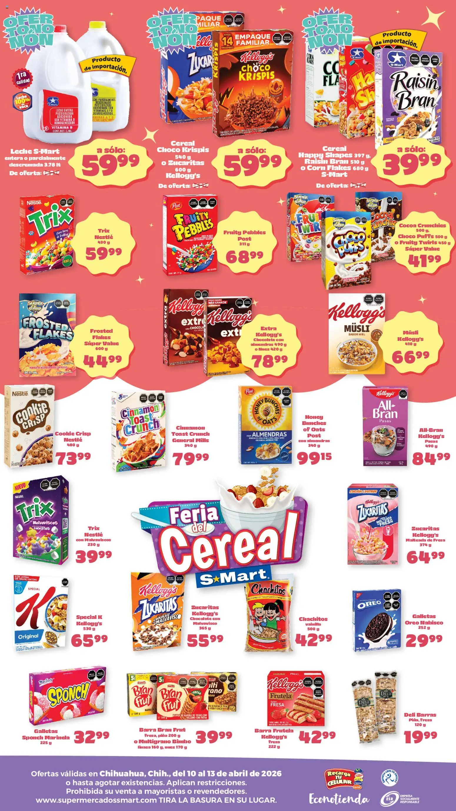 Nuevas ofertas de S-Mart válidas en toda la República Mexicana desde el 10.04.2026. ¡Encuentra las mejores ofertas en S-Mart folleto Ofertas de feria Chihuahua! | Página: 2 | Productos: Almendras, Chocolate, Piña, Galletas