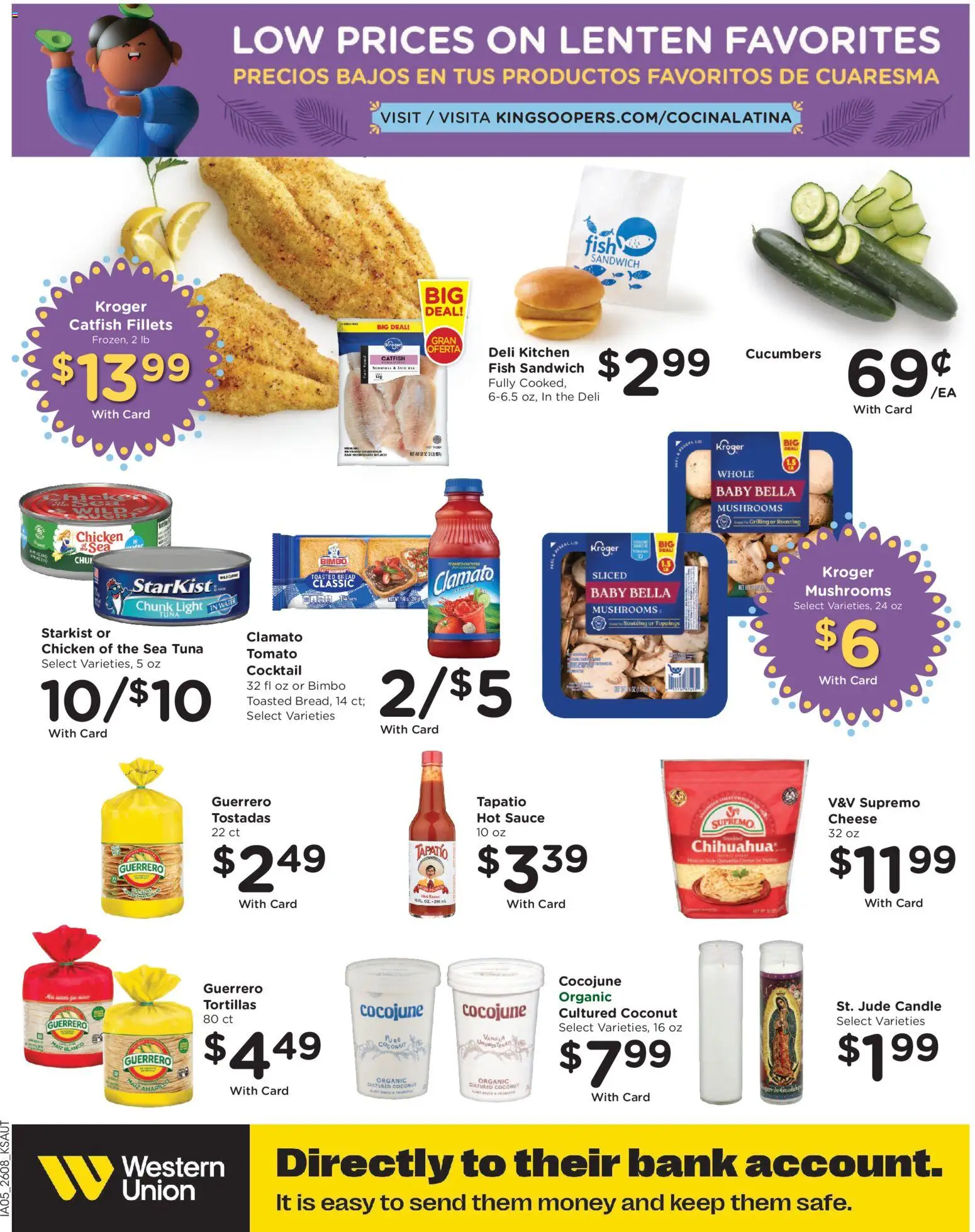 King Soopers Weekly Ad - valid from 25.03.2026 | Page: 14 | Products: Mushrooms, Fish, Water, Sauce