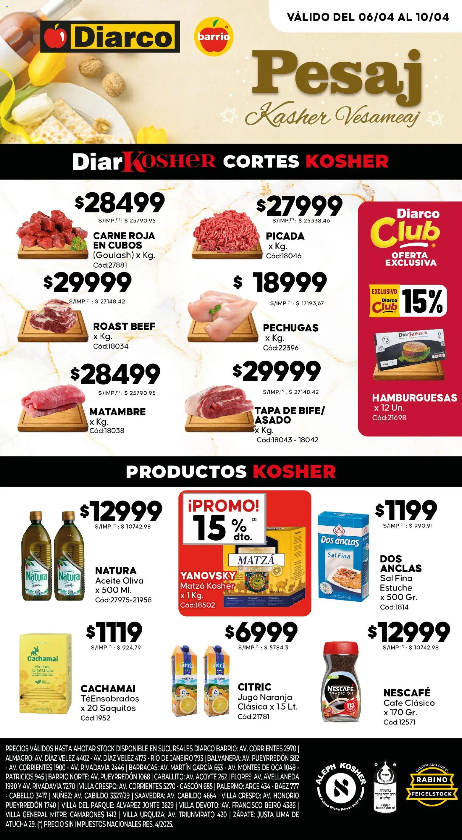Diarco - Ofertas Kosher │ válido desde el 06.04.2026 | Página: 1 | Productos: Lima, General, Café, Jugo