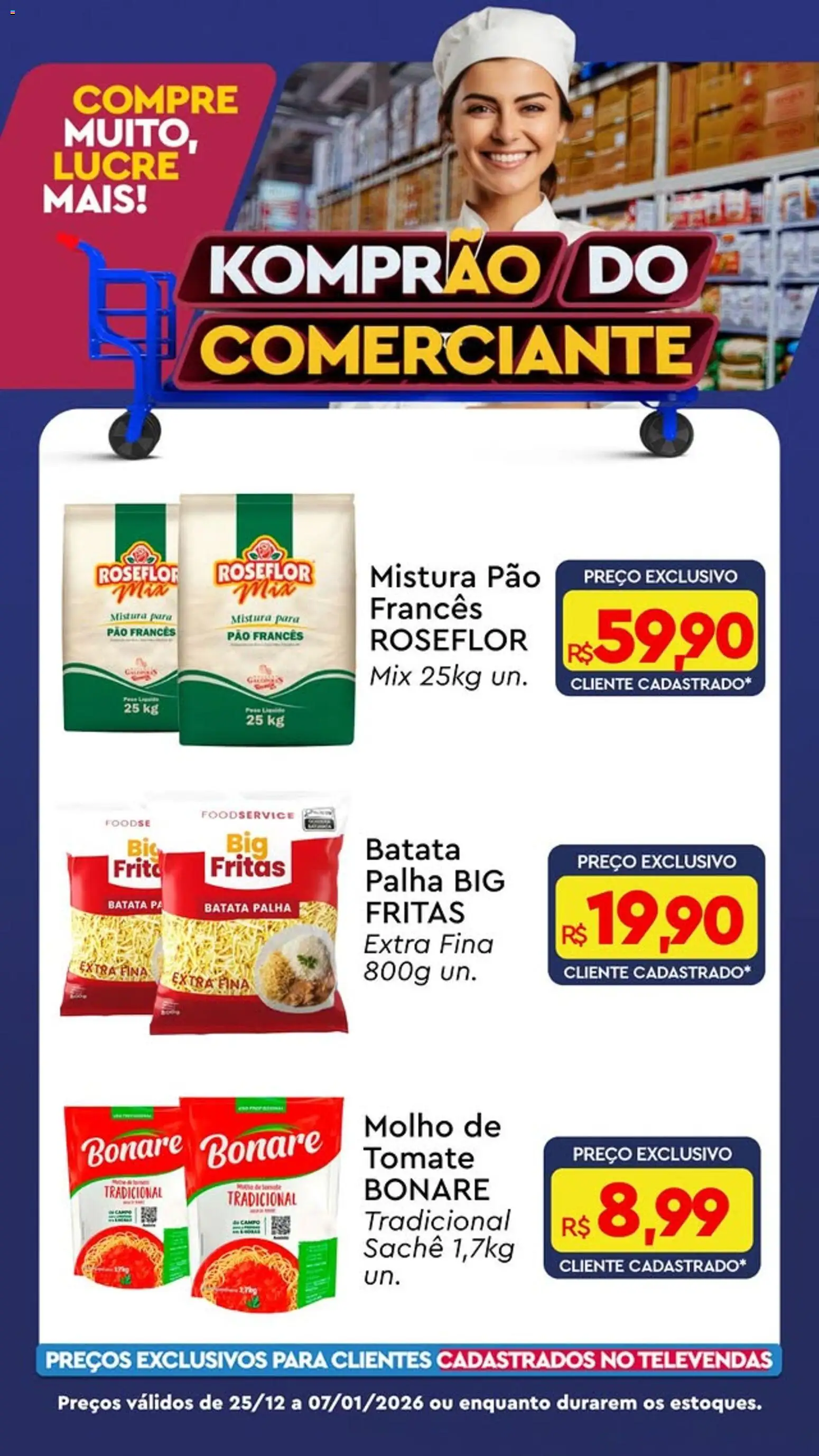 Komprao Atacadista Folheto - válido de 25.12.2025 | Página: 3 | Produtos: Pão, Batata, Pá, Pão francês