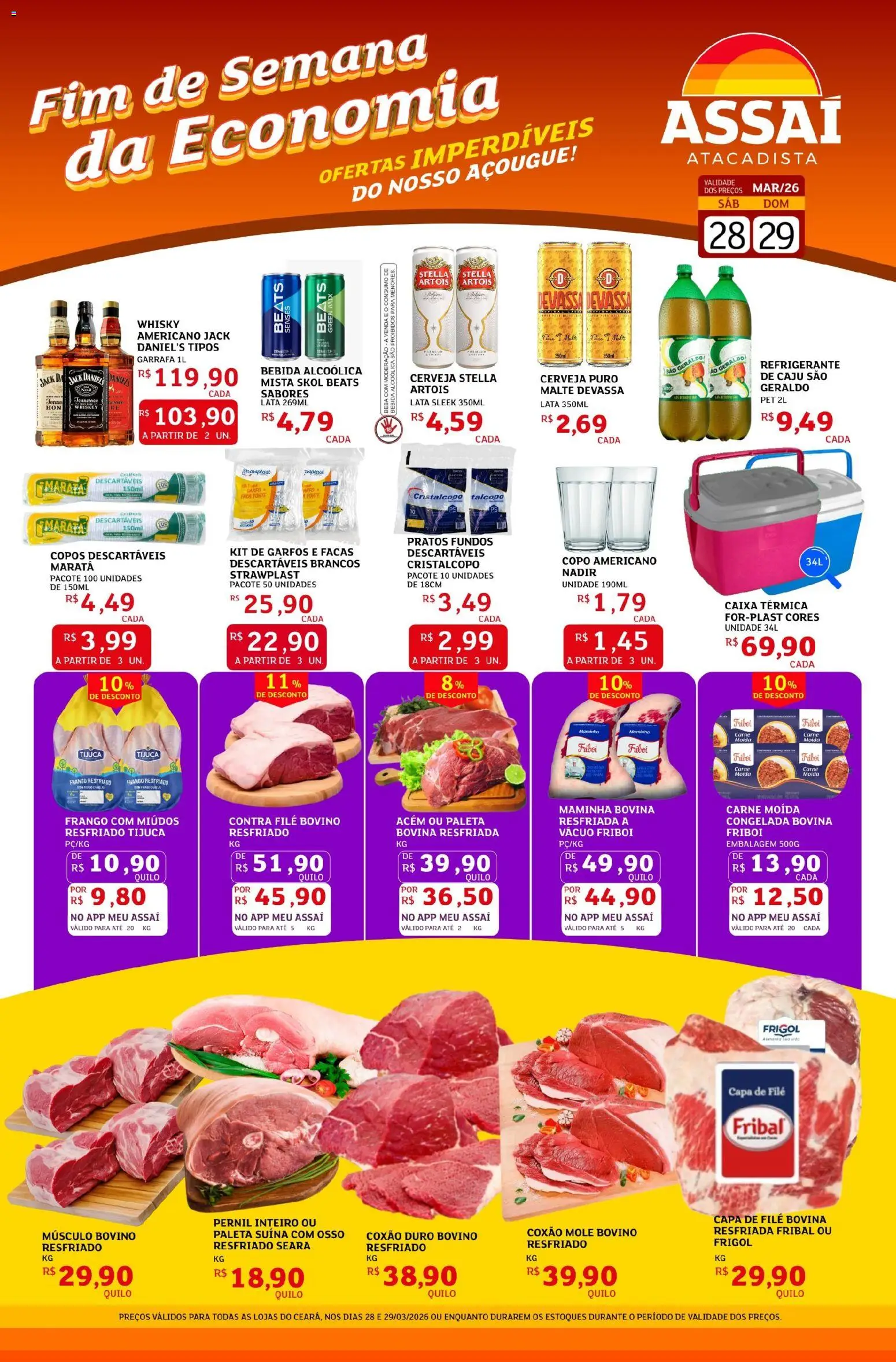 Assaí Atacadista Folheto - válido de 28.03.2026 | Página: 1 | Produtos: Acém, Bebida, Refrigerante, Frango