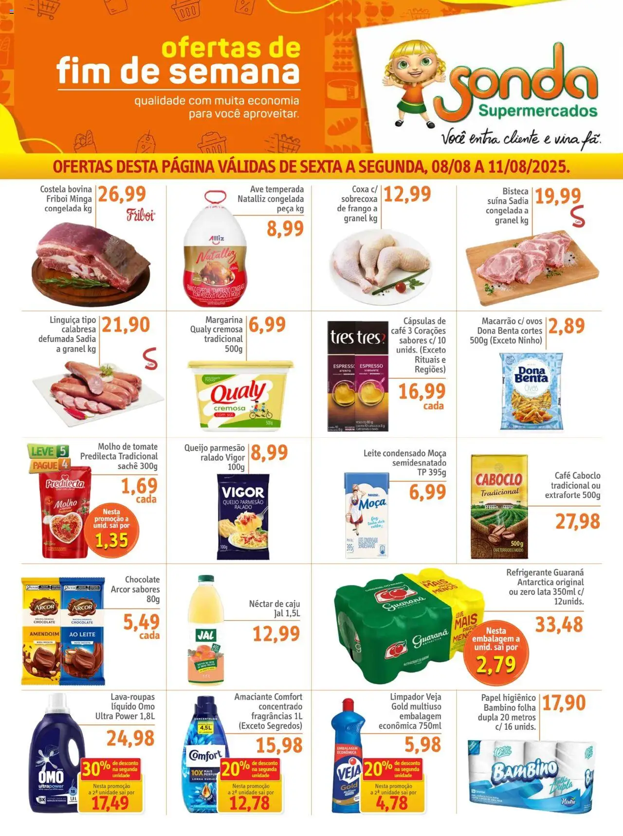 Sonda Folheto - válido de 08.08.2025 | Página: 7 | Produtos: Ovos, Queijo parmesão, Frango, Leite condensado