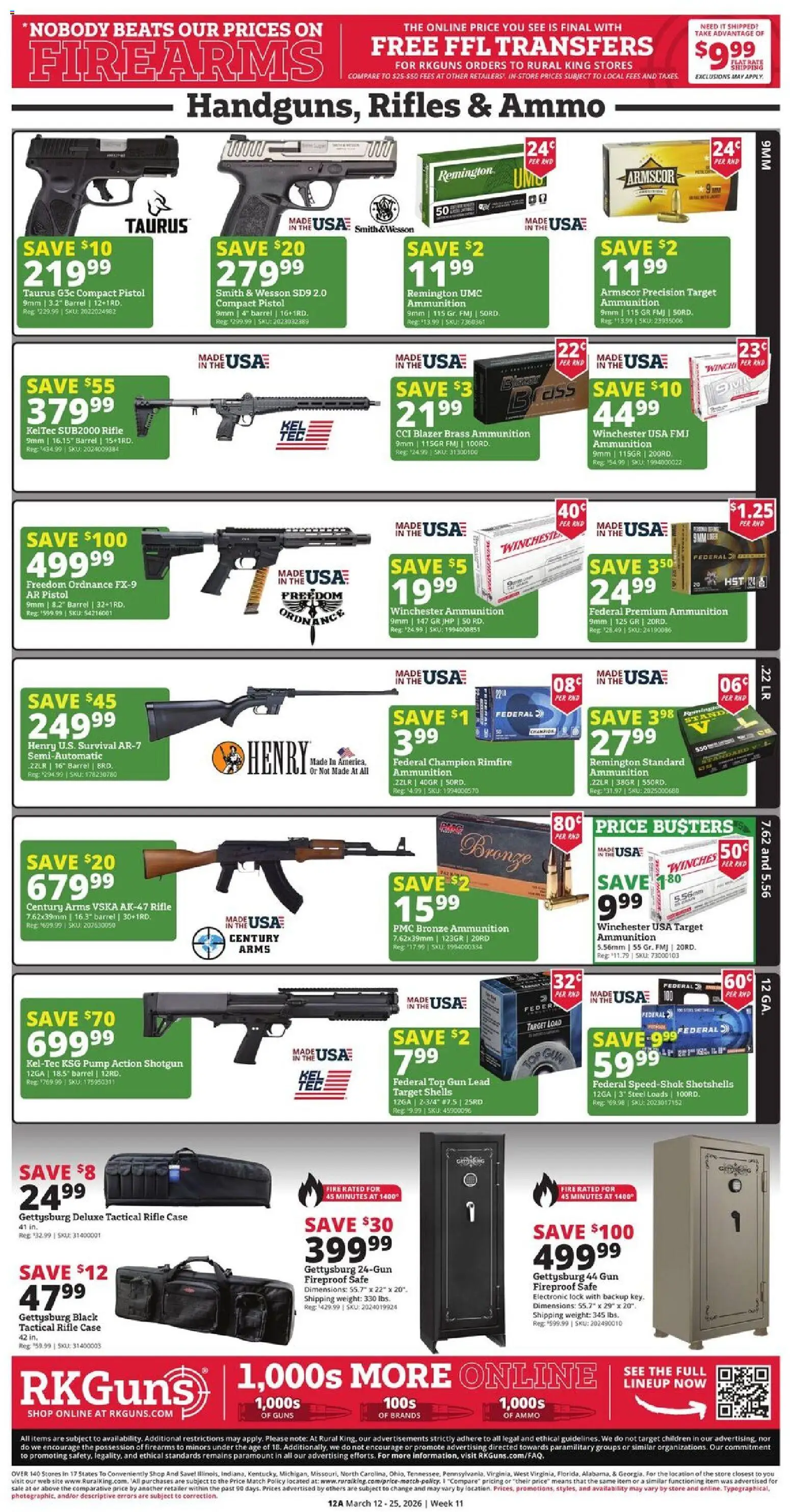 Rural King Weekly Ad - valid from 12.03.2026 | Page: 12 | Products: Safe, Winches, Rifle, Rimfire