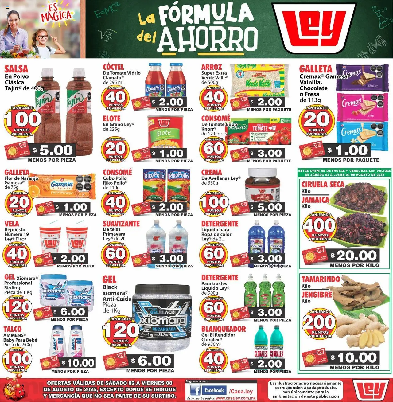 Nuevas ofertas de Casa Ley válidas en toda la República Mexicana desde el 02.08.2025. ¡Encuentra las mejores ofertas en Casa Ley - Folleto - Activa tus puntos y ahorra como nunca! | Página: 3 | Productos: Detergente, Arroz, Vela, Ropa