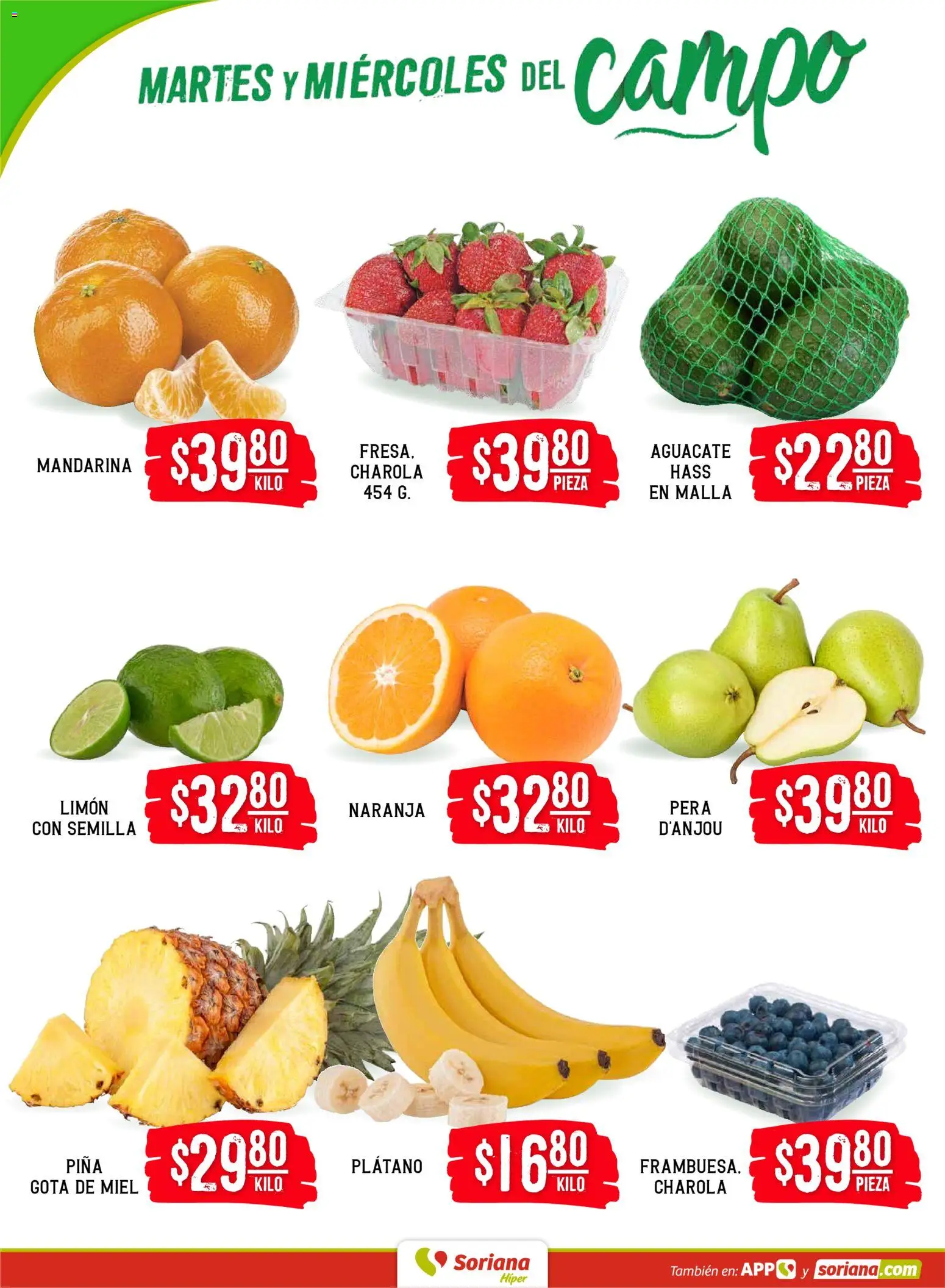 Nuevas ofertas de Soriana válidas en toda la República Mexicana desde el 03.02.2026. ¡Encuentra las mejores ofertas en Soriana - Martes y Miércoles del Campo Híper: Saltillo y Torreón! | Página: 2 | Productos: Fresa, Limón, Aguacate, Piña