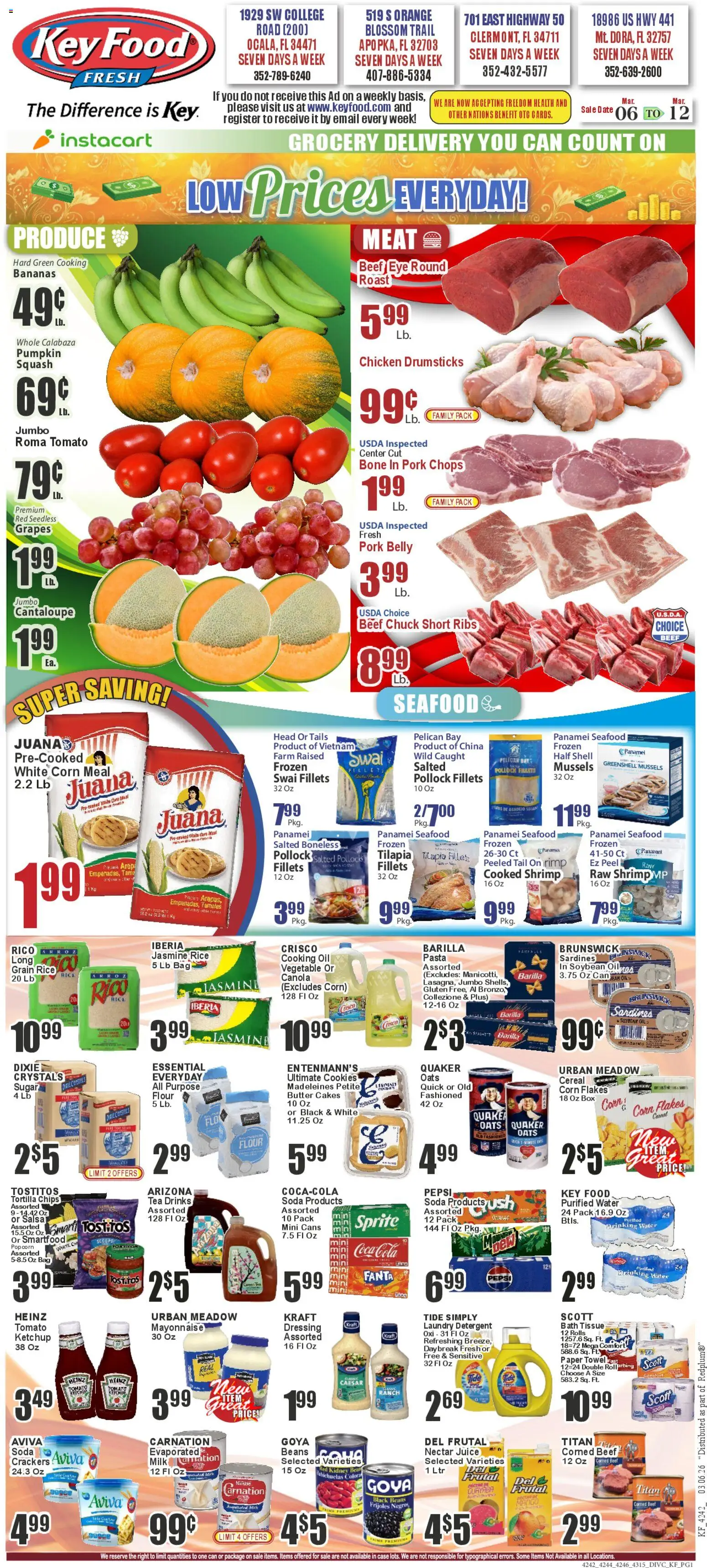 Key Food Weekly Ad - valid from 06.03.2026 | Page: 1 | Products: Juice, Seafood, Case, Bag