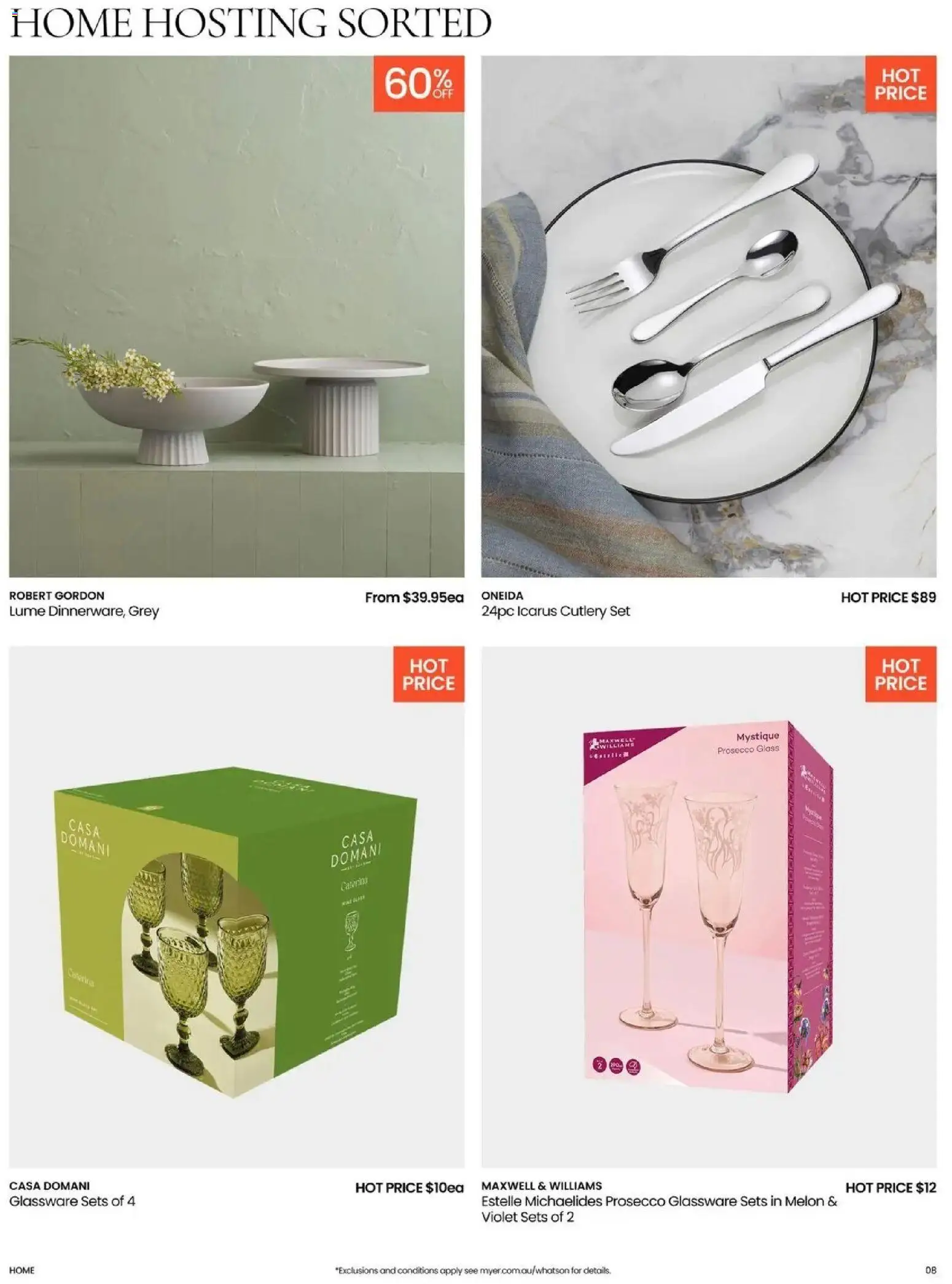 Myer catalogue - valid from 07.04.2026 | Page: 8 | Products: Cutlery, Glassware, Melon