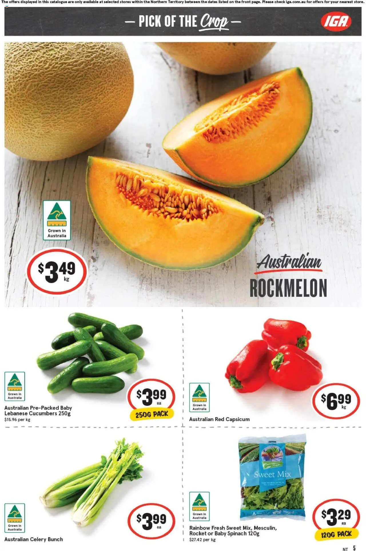 IGA catalogue - valid from 10.09.2025 | Page: 5 | Products: Capsicum, Cucumbers, Rocket, Spinach