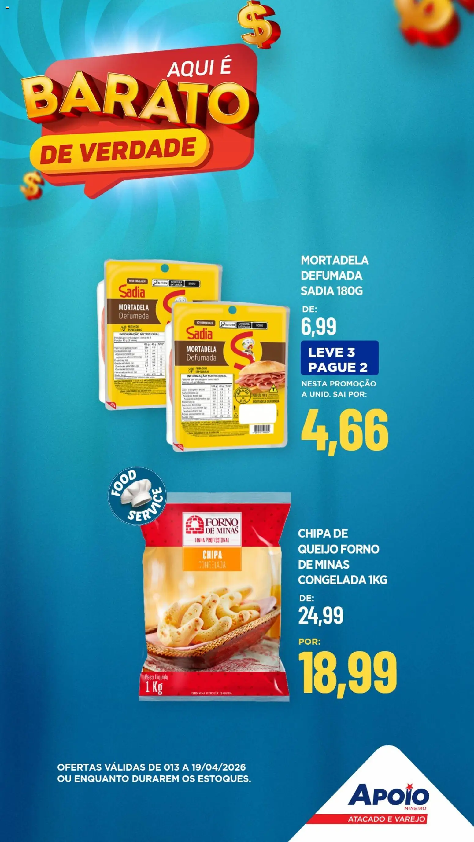 Apoio Mineiro Folheto - válido de 13.04.2026 | Página: 8 | Produtos: Forno, Queijo, Mortadela