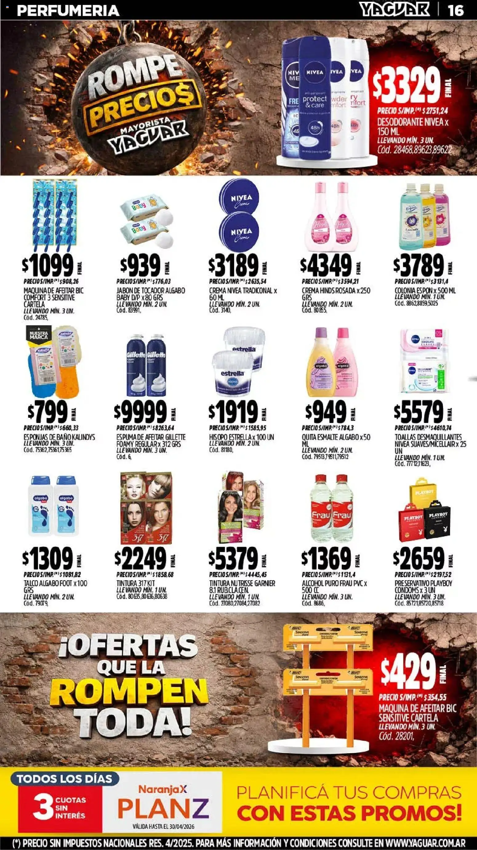 Yaguar - Oferta Semanal Mendoza │ válido desde el 13.04.2026 | Página: 16 | Productos: Toallas, Maquina de afeitar, Baño, Crema