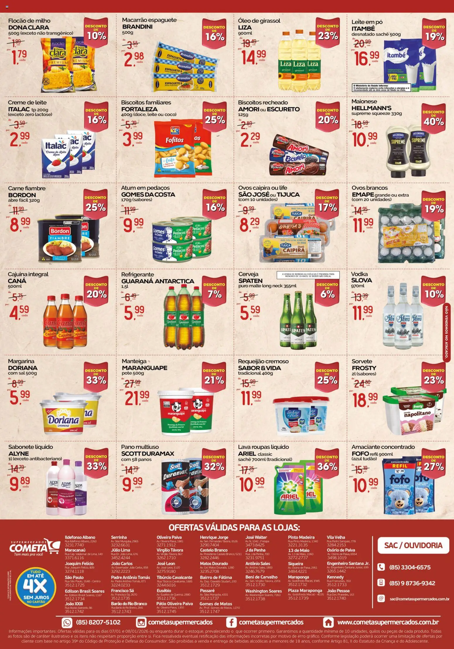 Cometa Supermercados Folheto - válido de 07.01.2026 | Página: 2 | Produtos: Coco, Manteiga, Cerveja, Óleo de girassol
