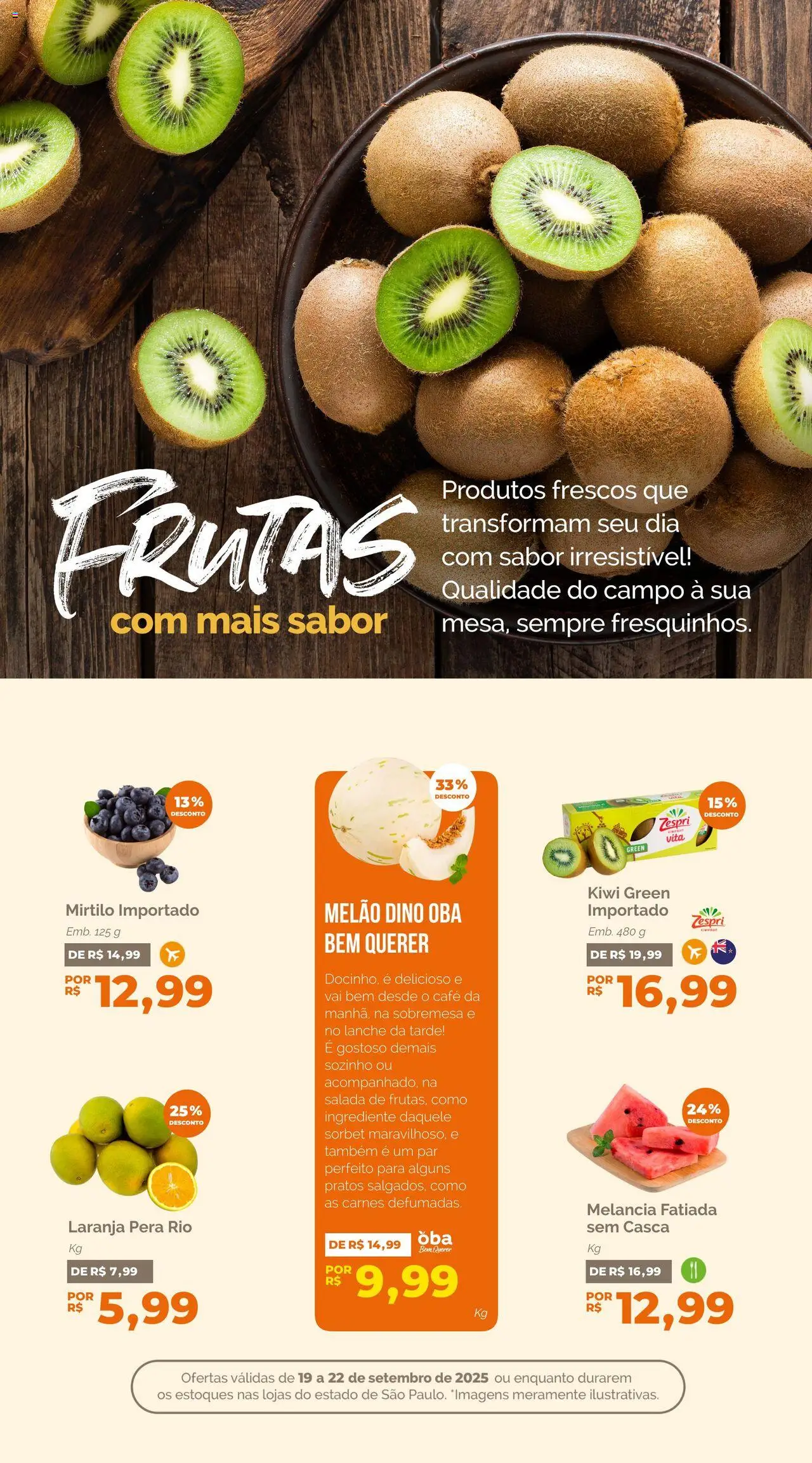 Oba Hortifruti Folheto - válido de 19.09.2025 | Página: 5 | Produtos: Melão, Mirtilo, Pera, Café