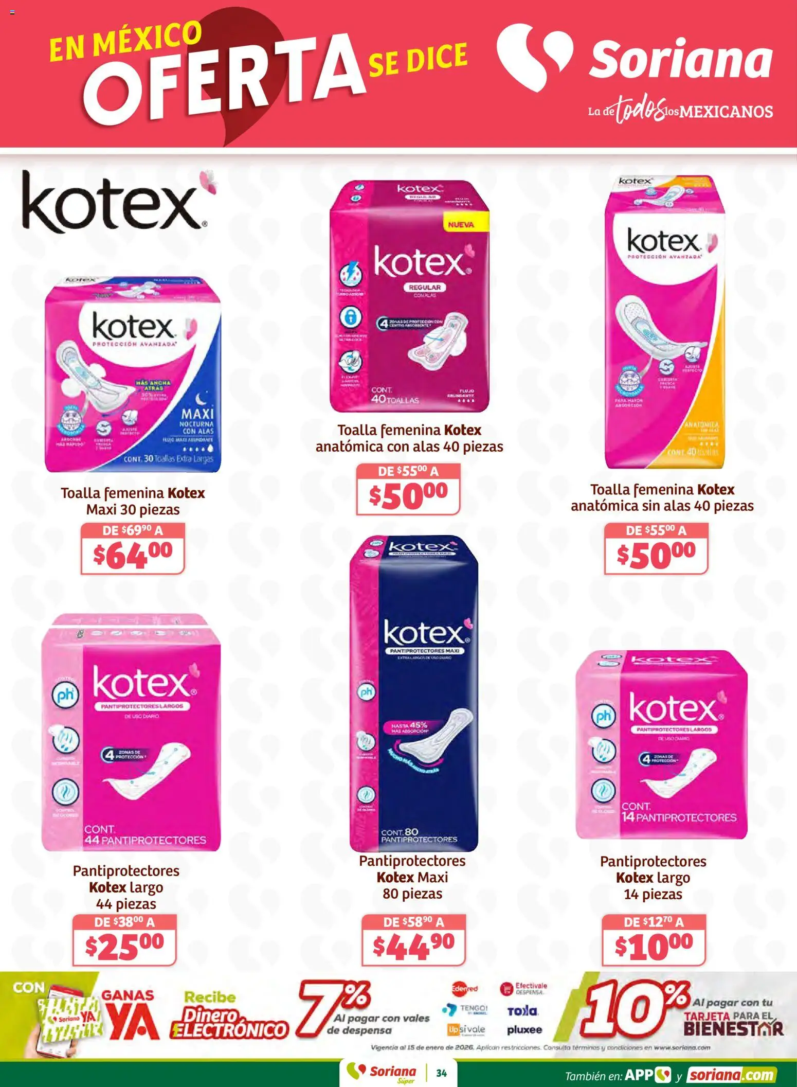 Nuevas ofertas de Soriana válidas en toda la República Mexicana desde el 26.02.2026. ¡Encuentra las mejores ofertas en Soriana - Preciazazaso Súper: Valle de México! | Página: 34 | Productos: Toalla, Despensa, Toallas