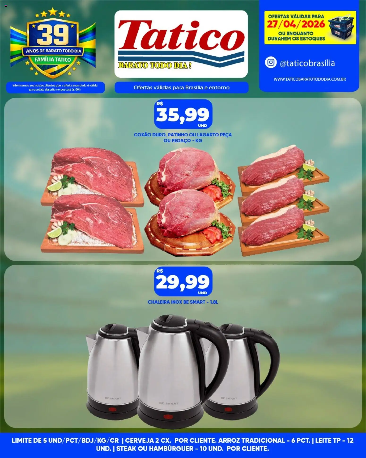 Tatico Folheto - válido de 28.04.2026 | Página: 32 | Produtos: Chaleira, Leite, Cerveja, Hambúrguer