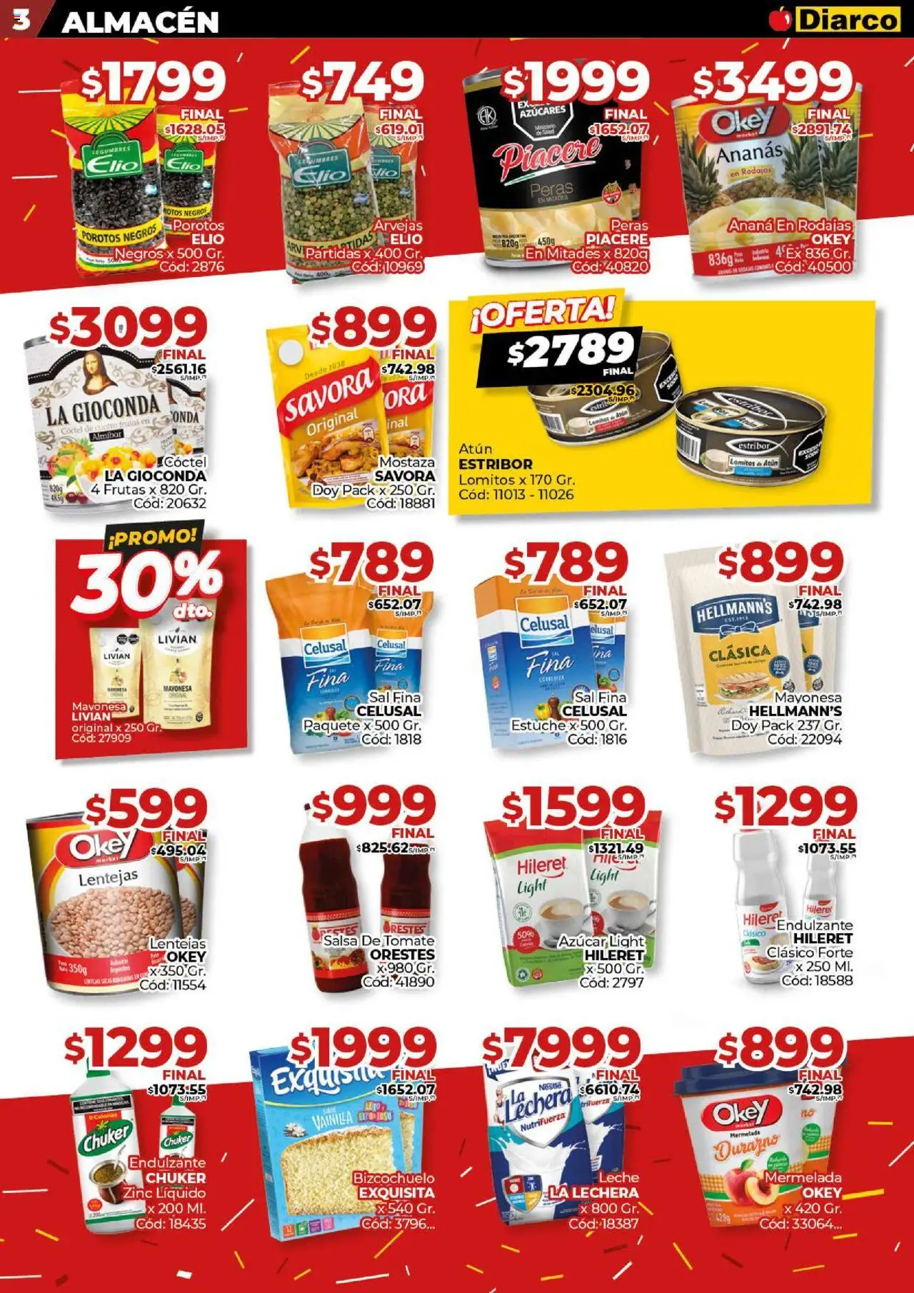 Diarco ofertas │ válido desde el 11.08.2025 | Página: 3 | Productos: Mayonesa, Sal, Atún, Tomate
