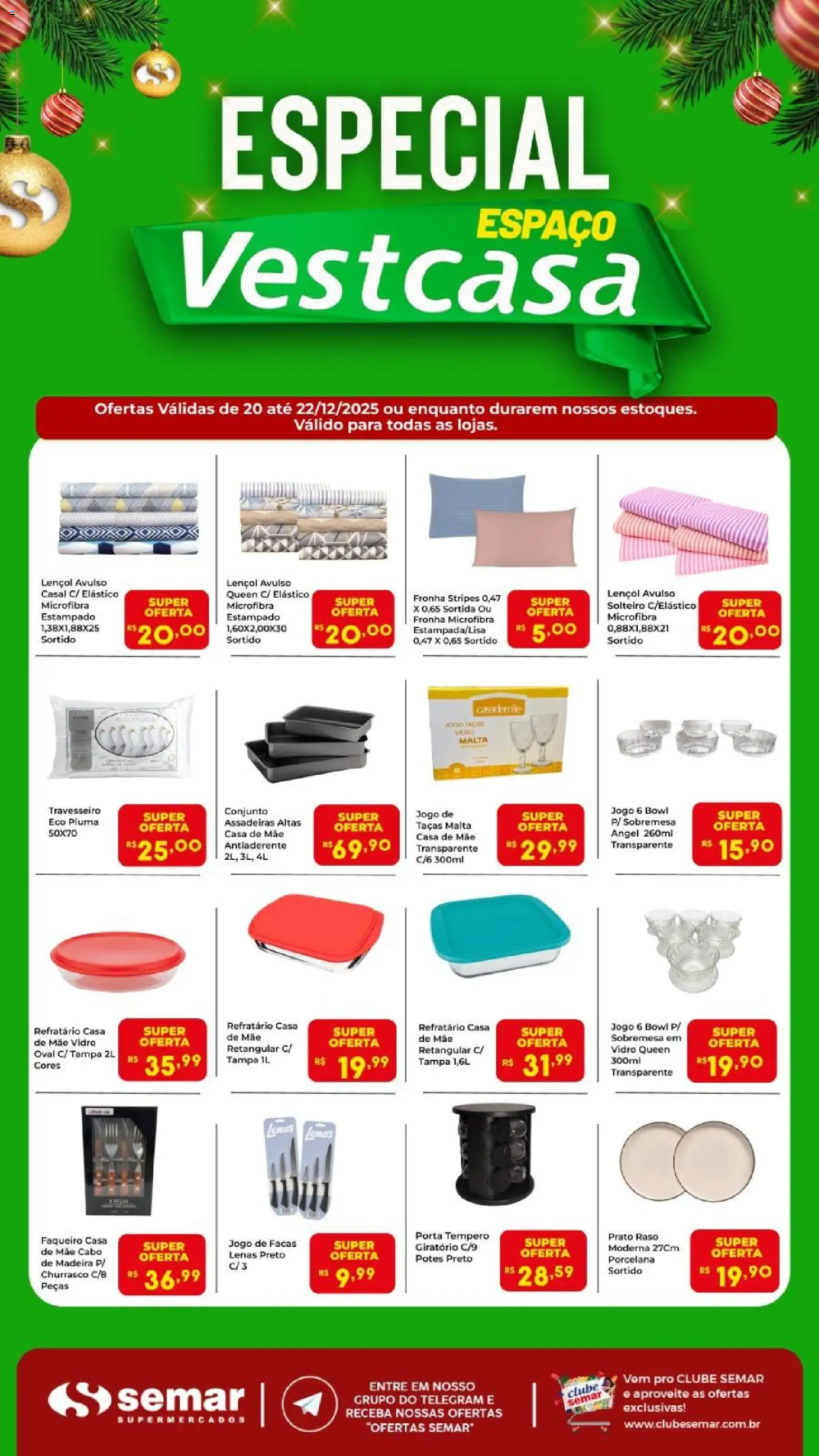 Semar Supermercado Folheto - válido de 20.12.2025 | Página: 1 | Produtos: Porta, Taças, Lençol, Fronha