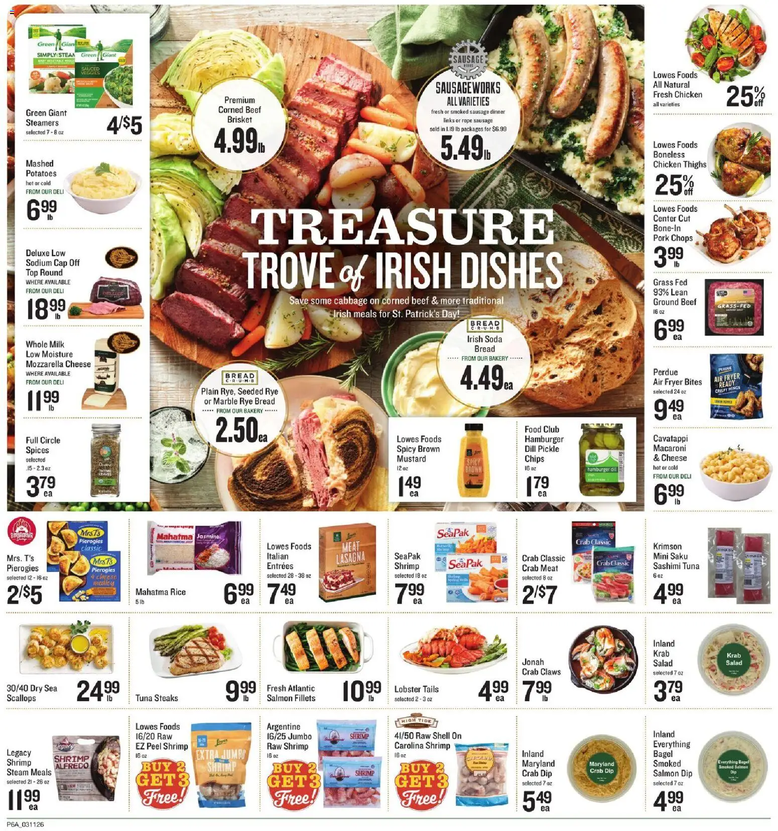 Lowes Foods Weekly Ad - valid from 11.03.2026 | Page: 9 | Products: Bread, Beef, Potatoes, Cabbage