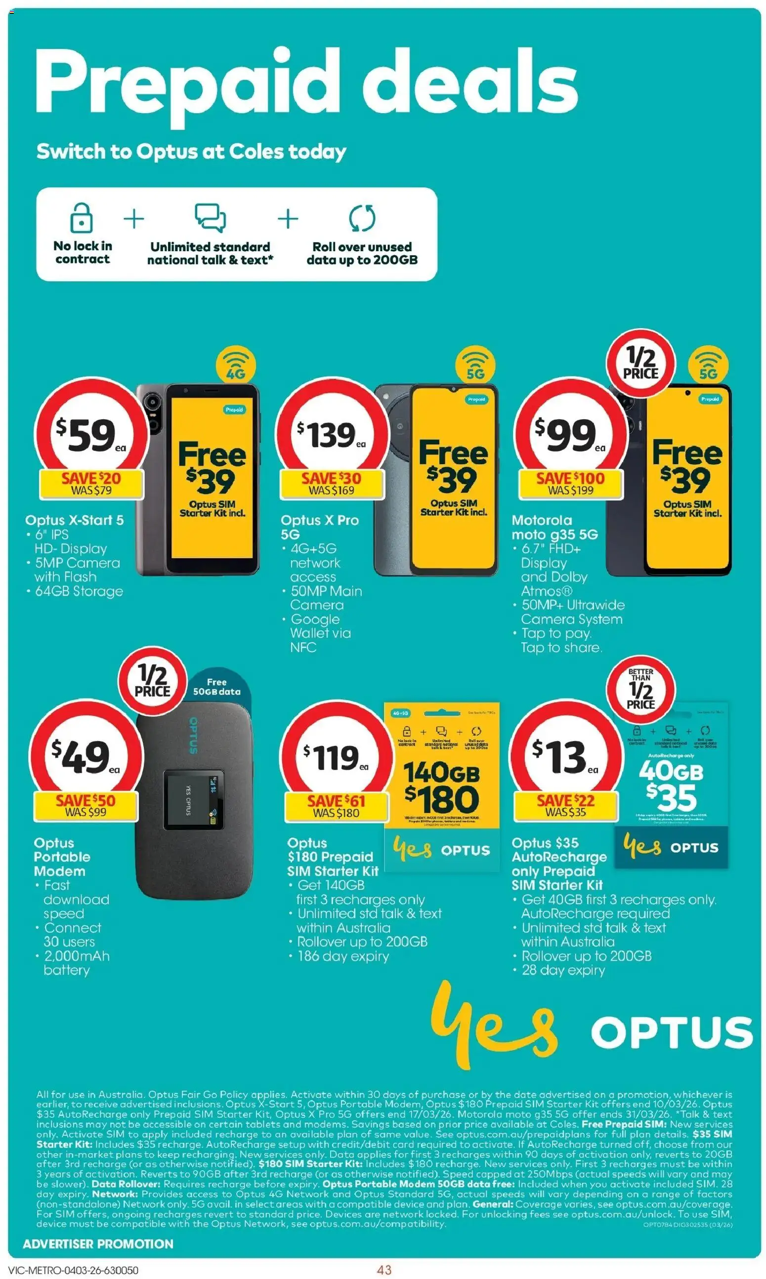 Coles catalogue - valid from 04.03.2026 | Page: 43 | Products: Battery, Tap, Camera, Tablets