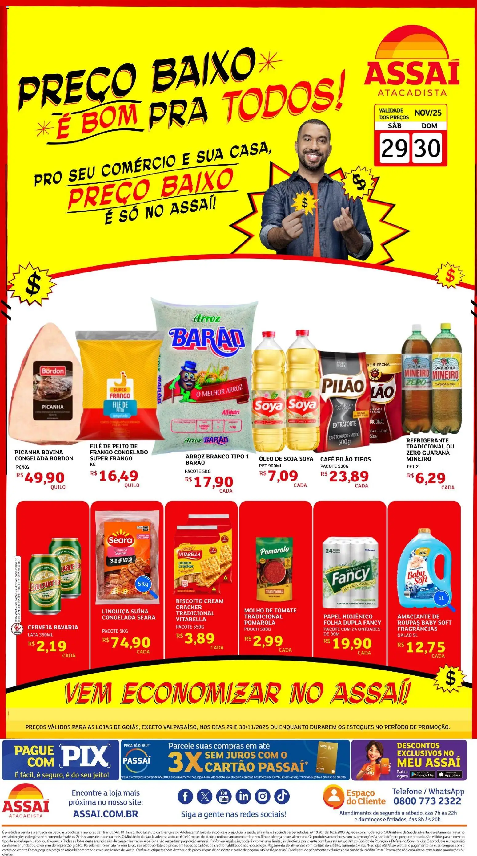 Assaí Atacadista Folheto - válido de 29.11.2025 | Página: 1 | Produtos: Bebida, Refrigerante, Telefone, Papel higiênico