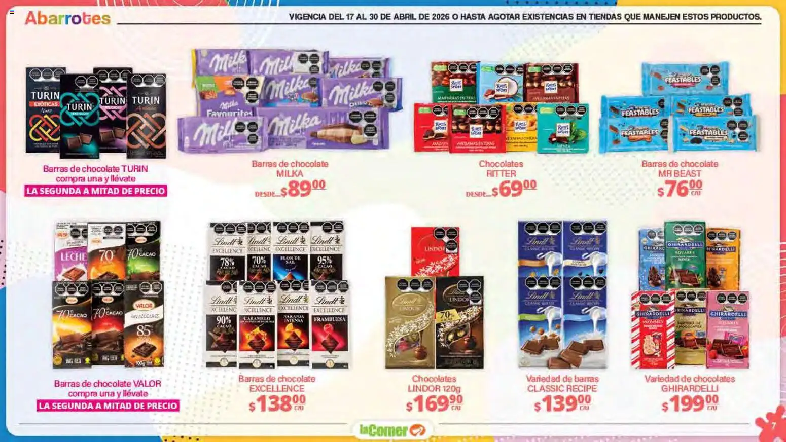 Nuevas ofertas de La Comer válidas en toda la República Mexicana desde el 17.04.2026. ¡Encuentra las mejores ofertas en La Comer folleto Día del Niño! | Página: 7 | Productos: Almendras, Leche, Chocolate, Cacao