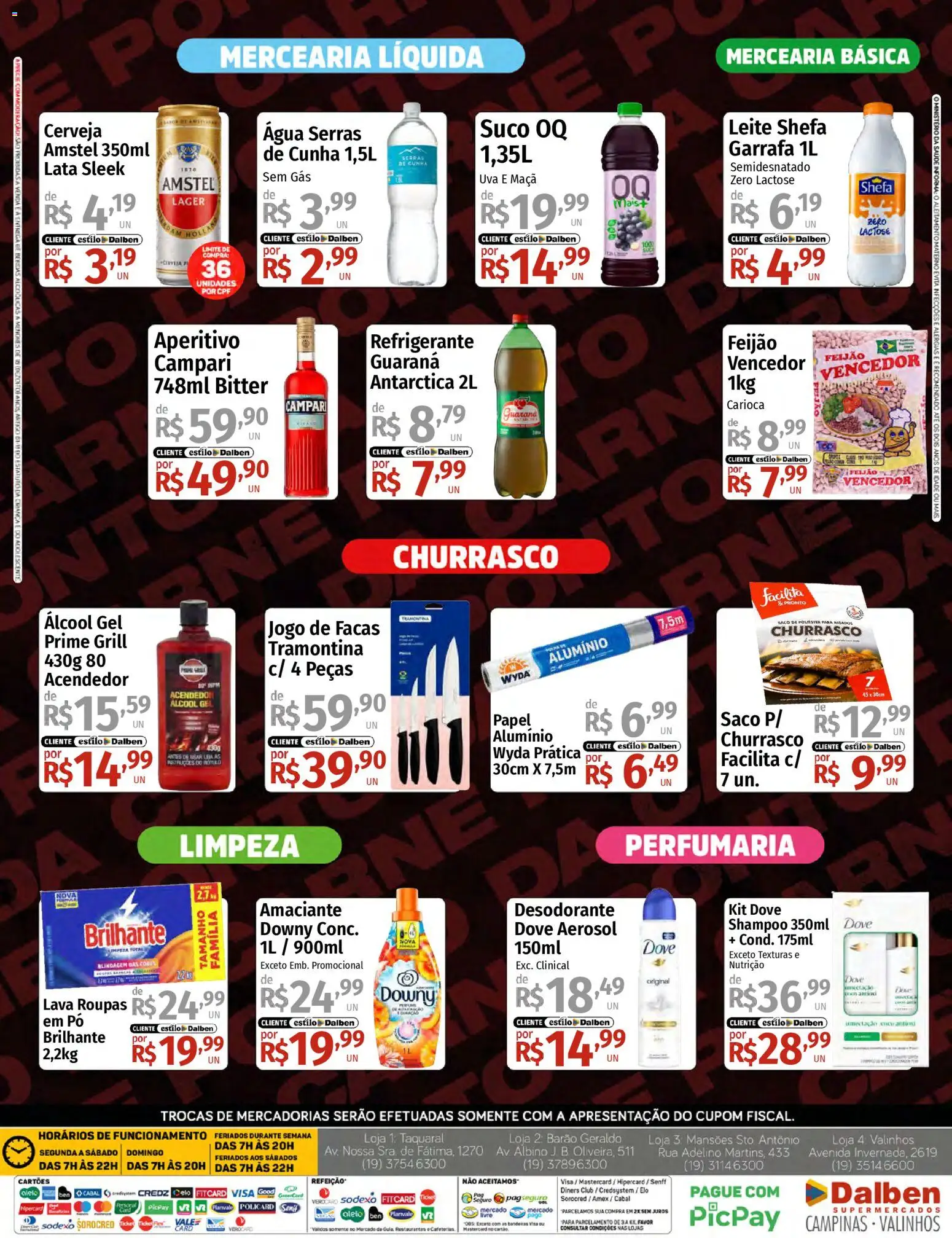 Supermercado Dalben Folheto - válido de 25.03.2026 | Página: 4 | Produtos: Grill, Feijão, Leite, Cerveja