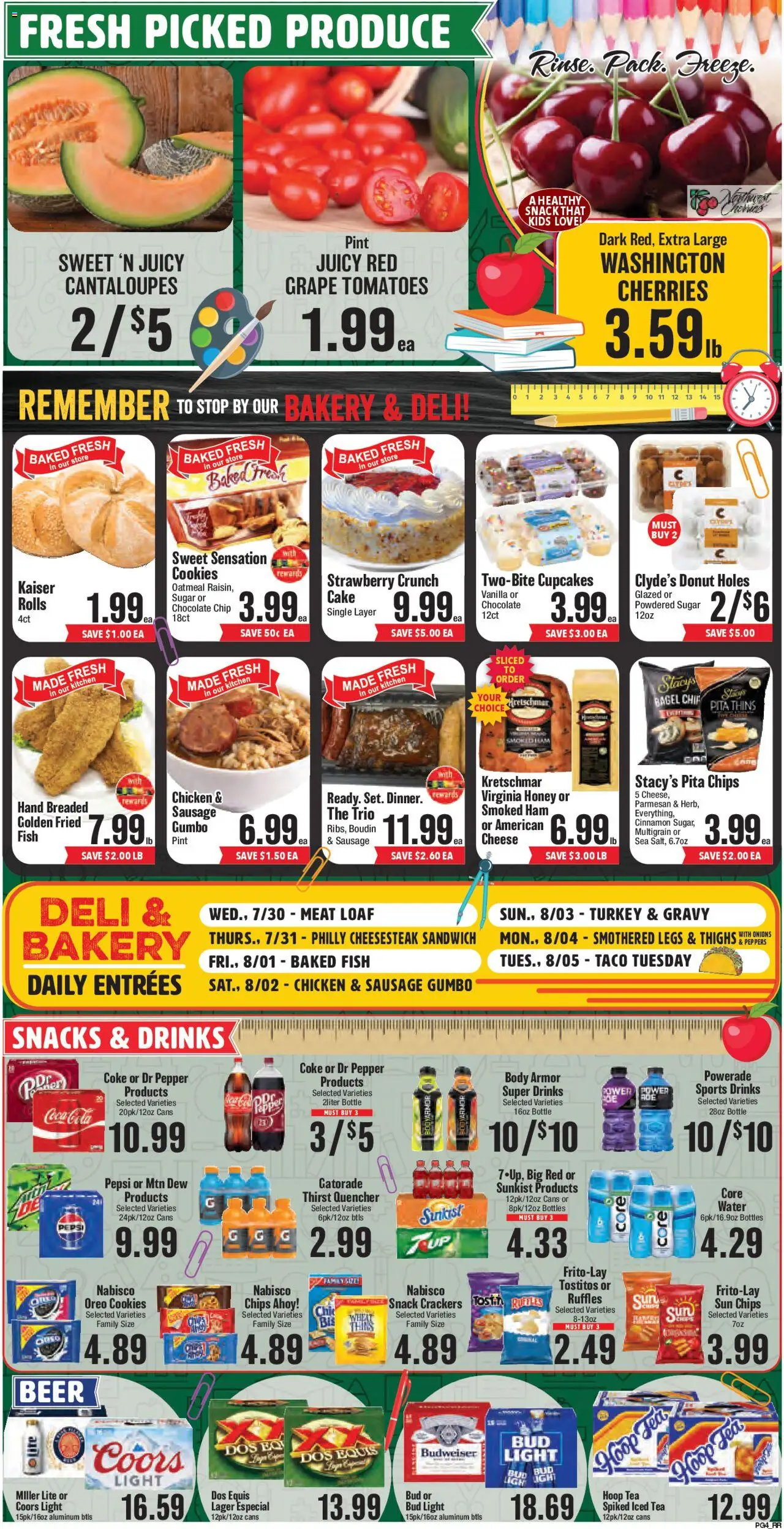 Market Basket Southeast Texas - valid from 30.07.2025 | Page: 4 | Products: Cantaloupes, Ham, Tea, Chocolate Chip