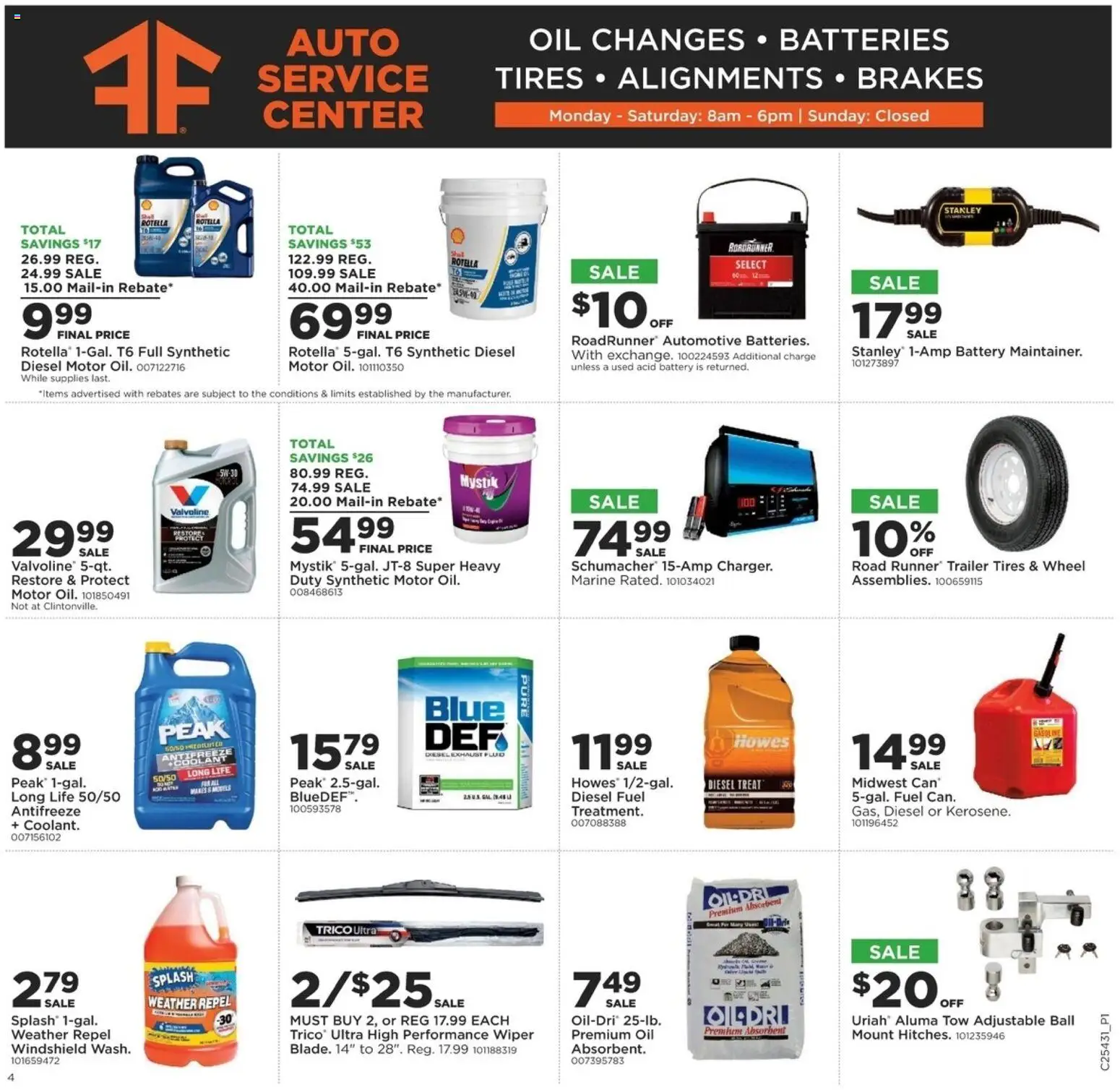 Mills Fleet Farm Weekly Ad - valid from 23.10.2025 | Page: 5 | Products: Battery, Oil, Wiper, Windshield