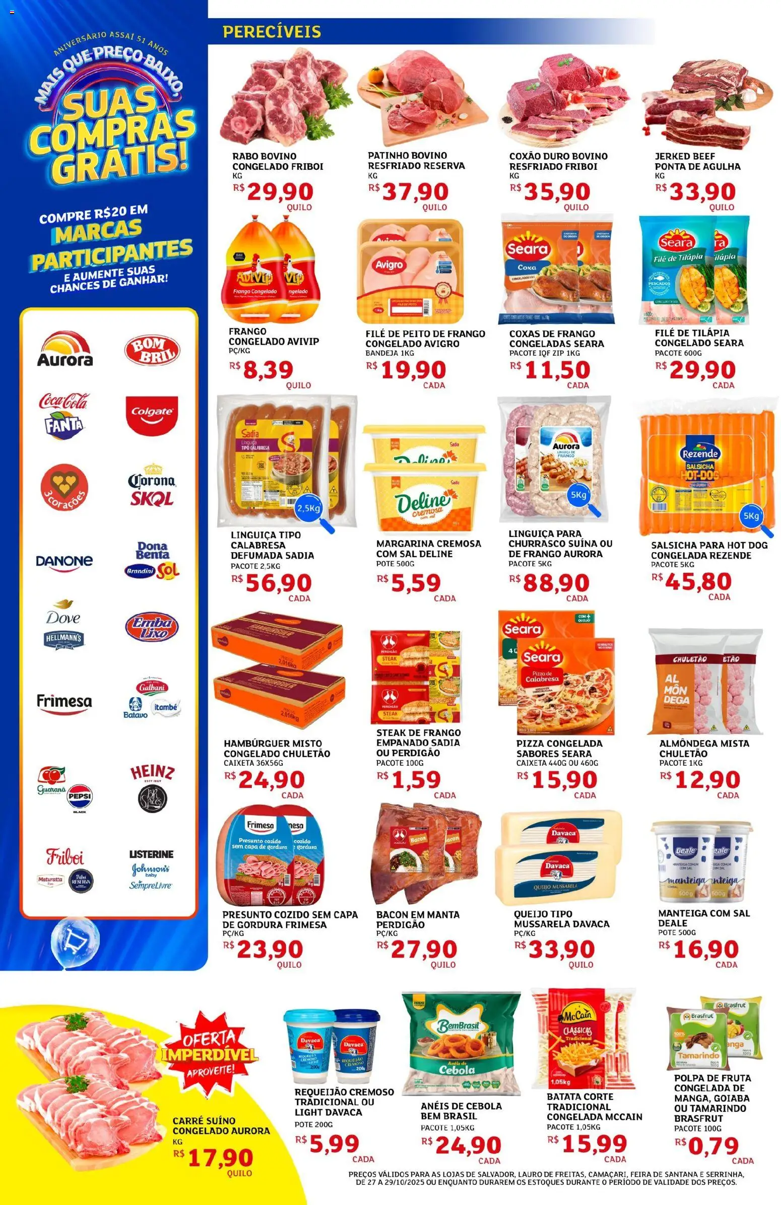 Assaí Atacadista Folheto - válido de 27.10.2025 | Página: 6 | Produtos: Guaraná, Presunto, Chuletão, Filé de tilápia