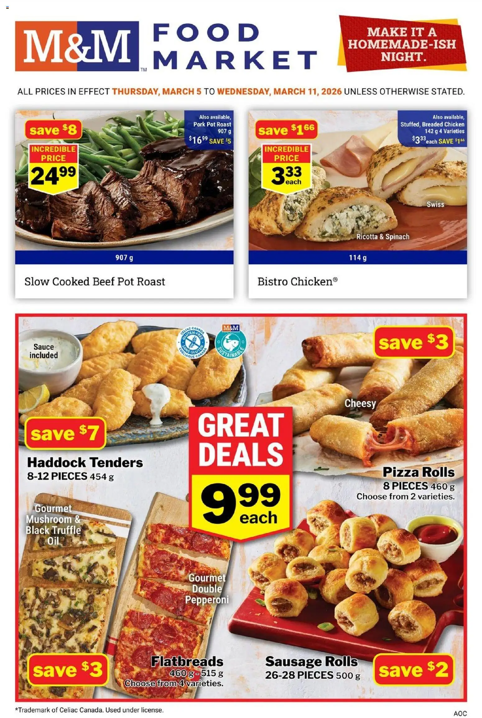 M&M Food Market flyer valid from 05.03.2026 | Page: 1 | Products: Beef, Pizza, Chicken, Pork