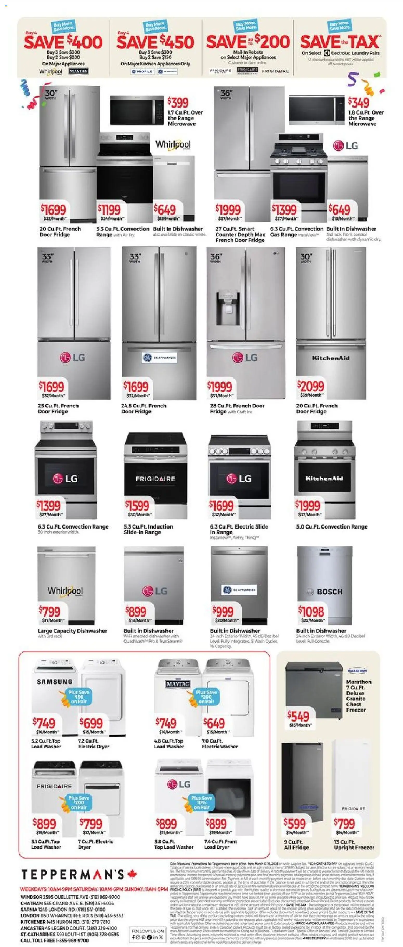 Tepperman's flyer valid from 13.03.2026 | Page: 10 | Products: Freezer, Dryer, Dishwasher, Bed