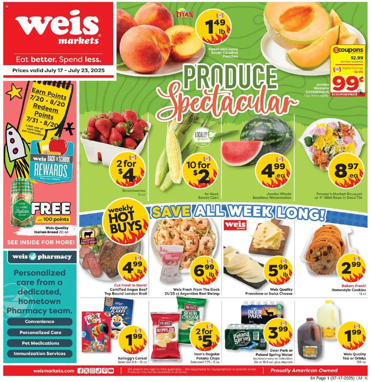 Weis Weekly Circular - NY - valid from 17.07.2025 | Page: 1 | Products: Bakery, Corn, Tea, Chips