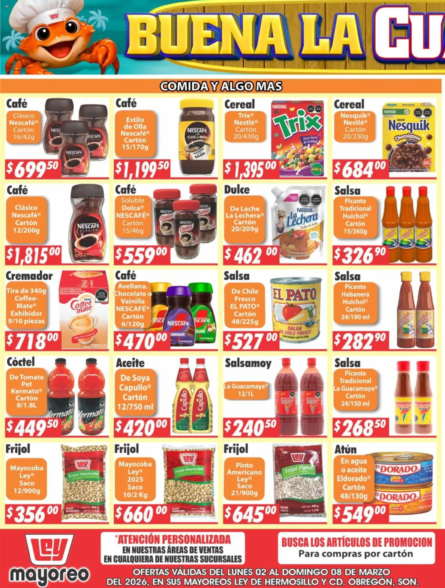 Nuevas ofertas de Casa Ley válidas en toda la República Mexicana desde el 02.03.2026. ¡Encuentra las mejores ofertas en Casa Ley folleto Hermosillo! | Página: 3 | Productos: Atún, Tomate, Aceite, Chocolate