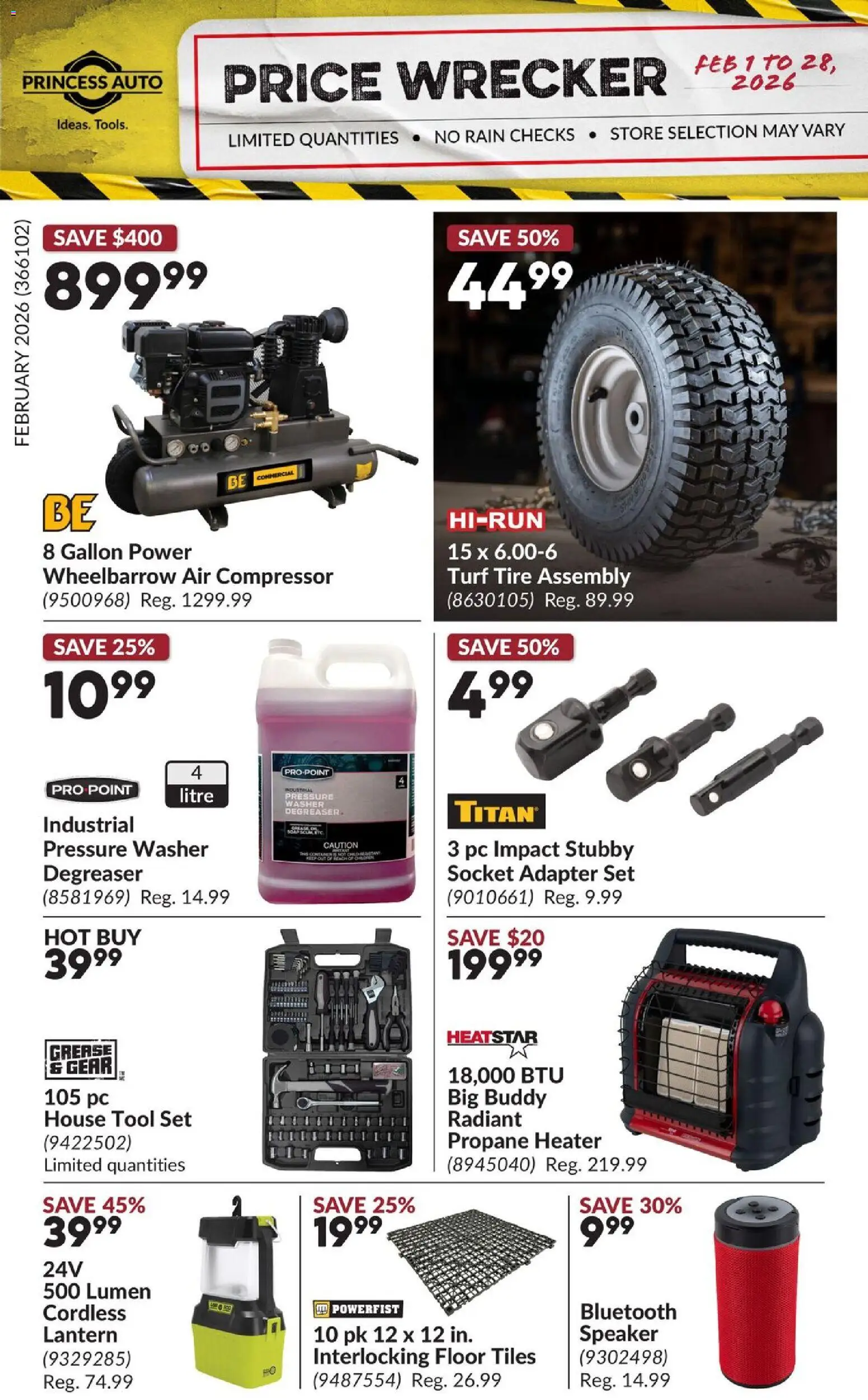 Princess Auto flyer valid from 01.02.2026 | Page: 1 | Products: PC, Adapter, Speaker, Socket