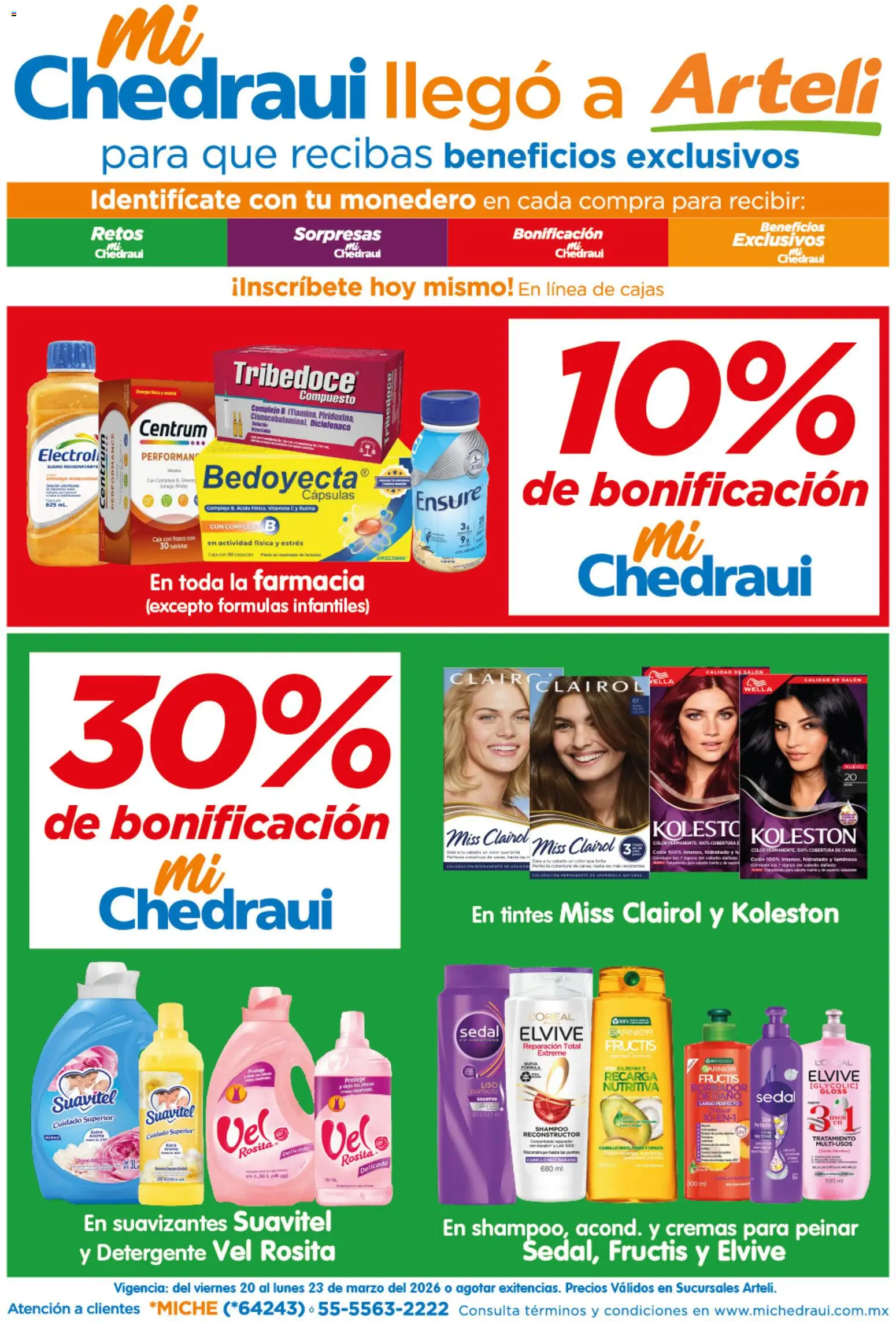 Nuevas ofertas de Arteli válidas en toda la República Mexicana desde el 20.03.2026. ¡Encuentra las mejores ofertas en Arteli folleto MiChedraui! | Página: 1 | Productos: Detergente, Monedero